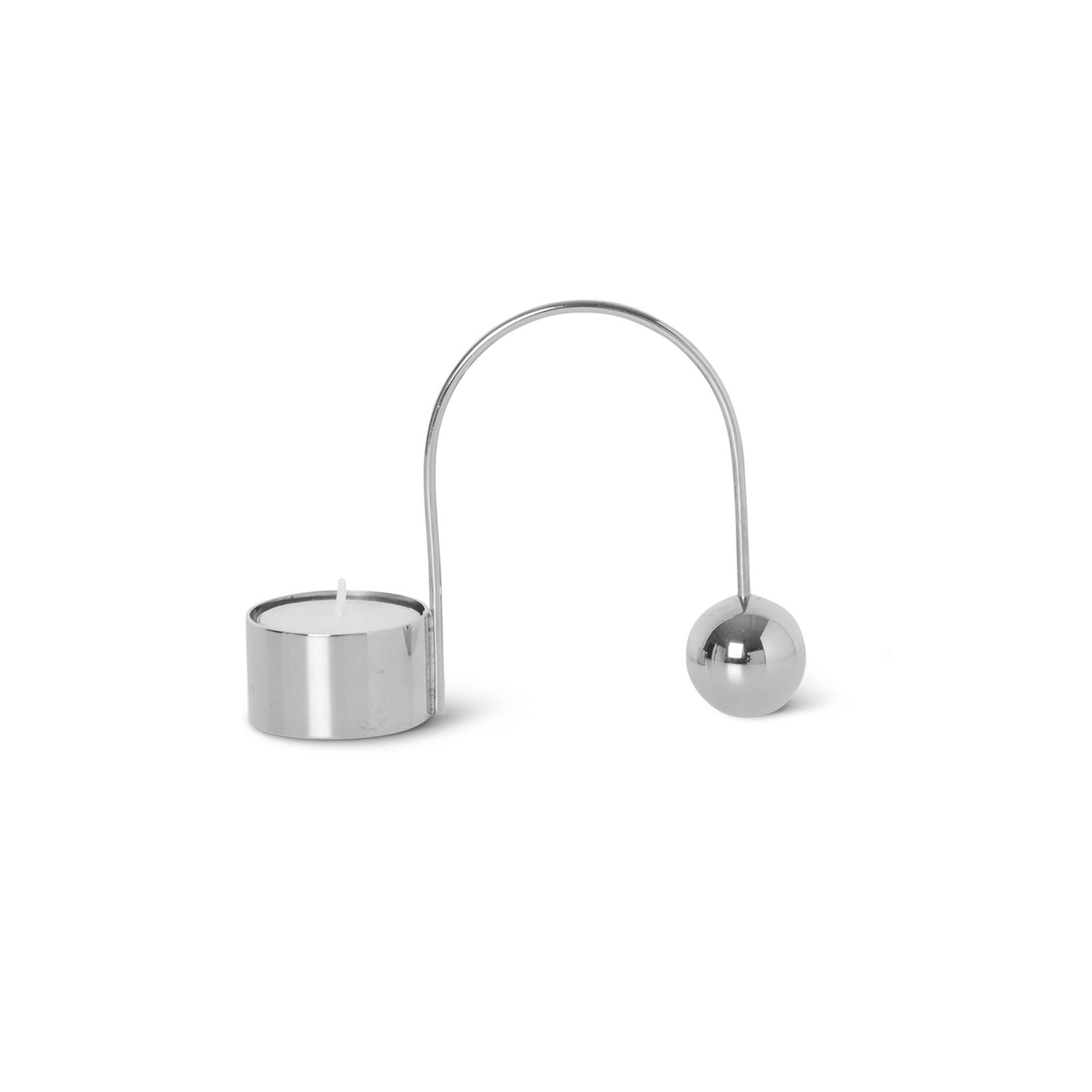 ferm LIVING Porte-bougies à réchaud Balance, chrome, laiton, 12,5 cm