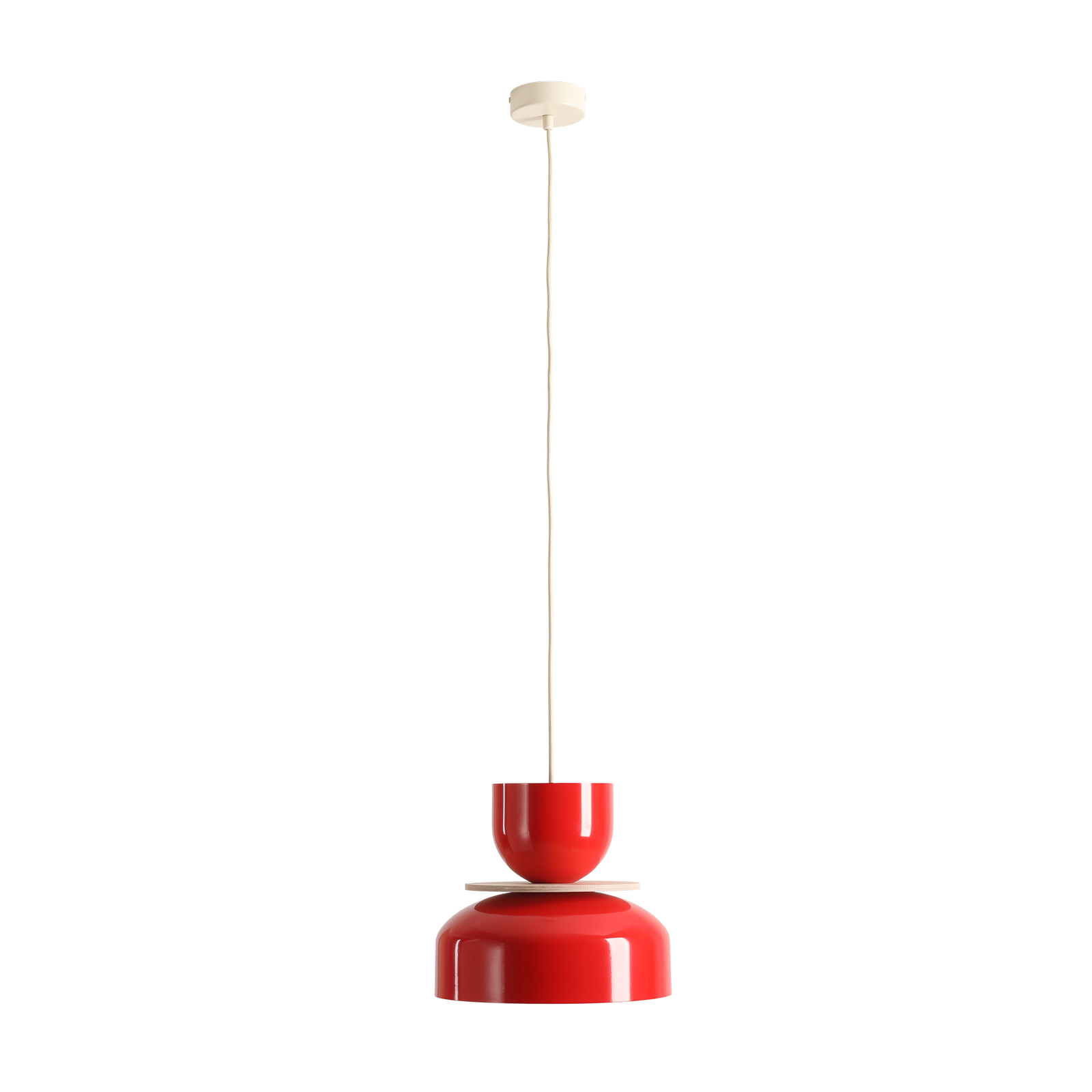 Uto pendant light, red, metal shade, 30 cm