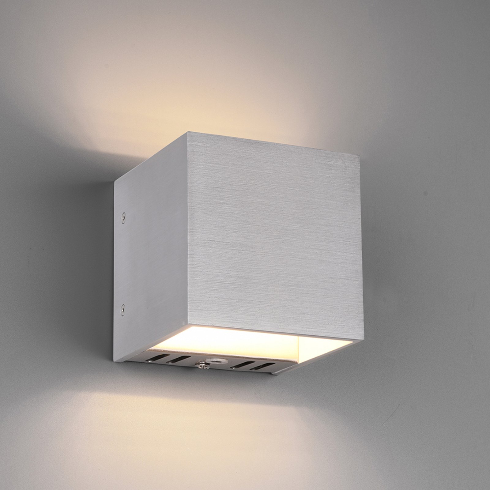 Trio Lighting WiZ Figo LED wall light, brushed aluminium, for Living / Dining Room, metal, 5 W, energy efficiency: A+, W: 10 cm, H: 10 cm