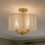 Plafón Flute, color dorado/transparente, cristal, metal, E14