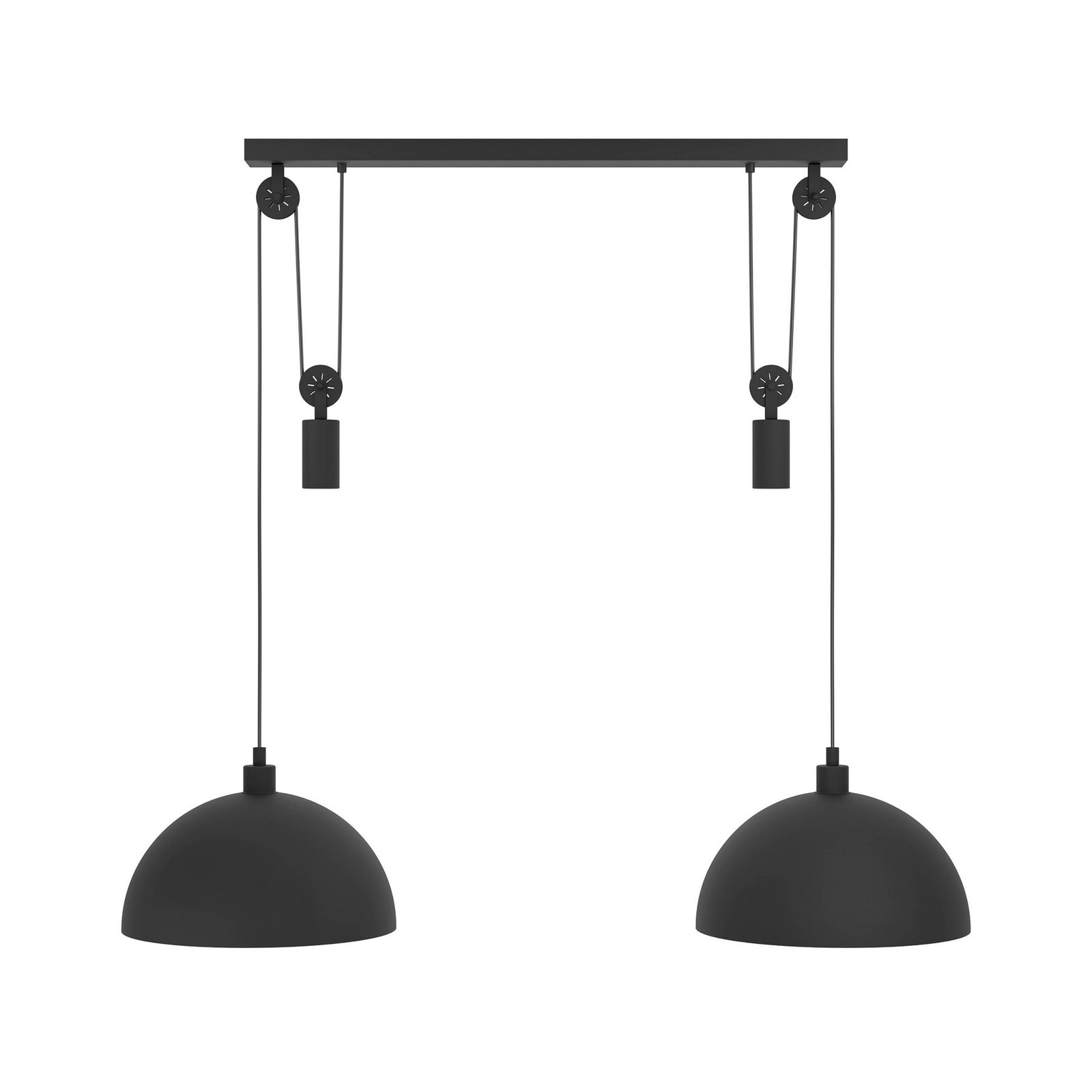 Winkworth hanging light, black, length 118 cm, metal, 2-bulb.