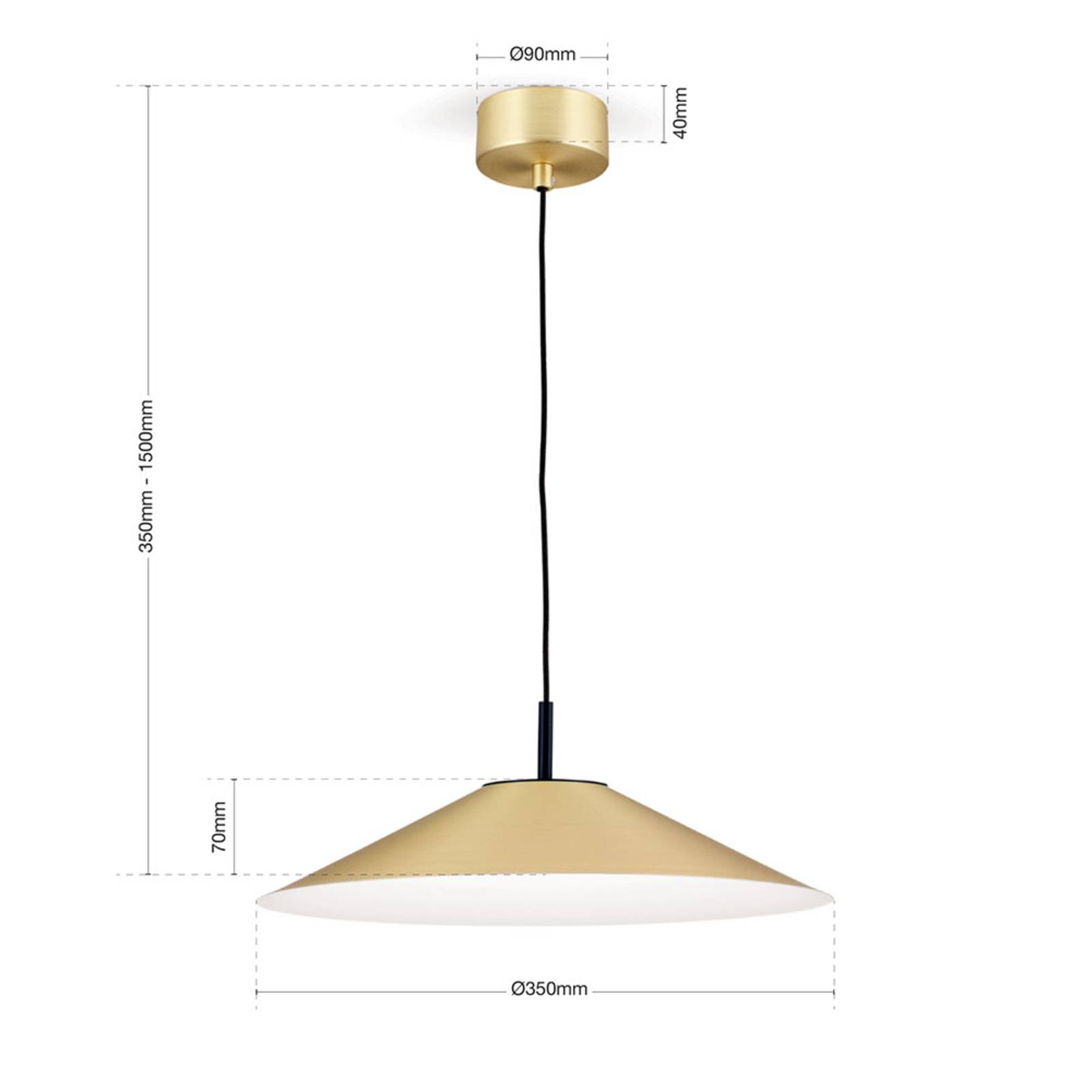 Lampa wisząca LED Gourmet, klosz mosiężny-matowy