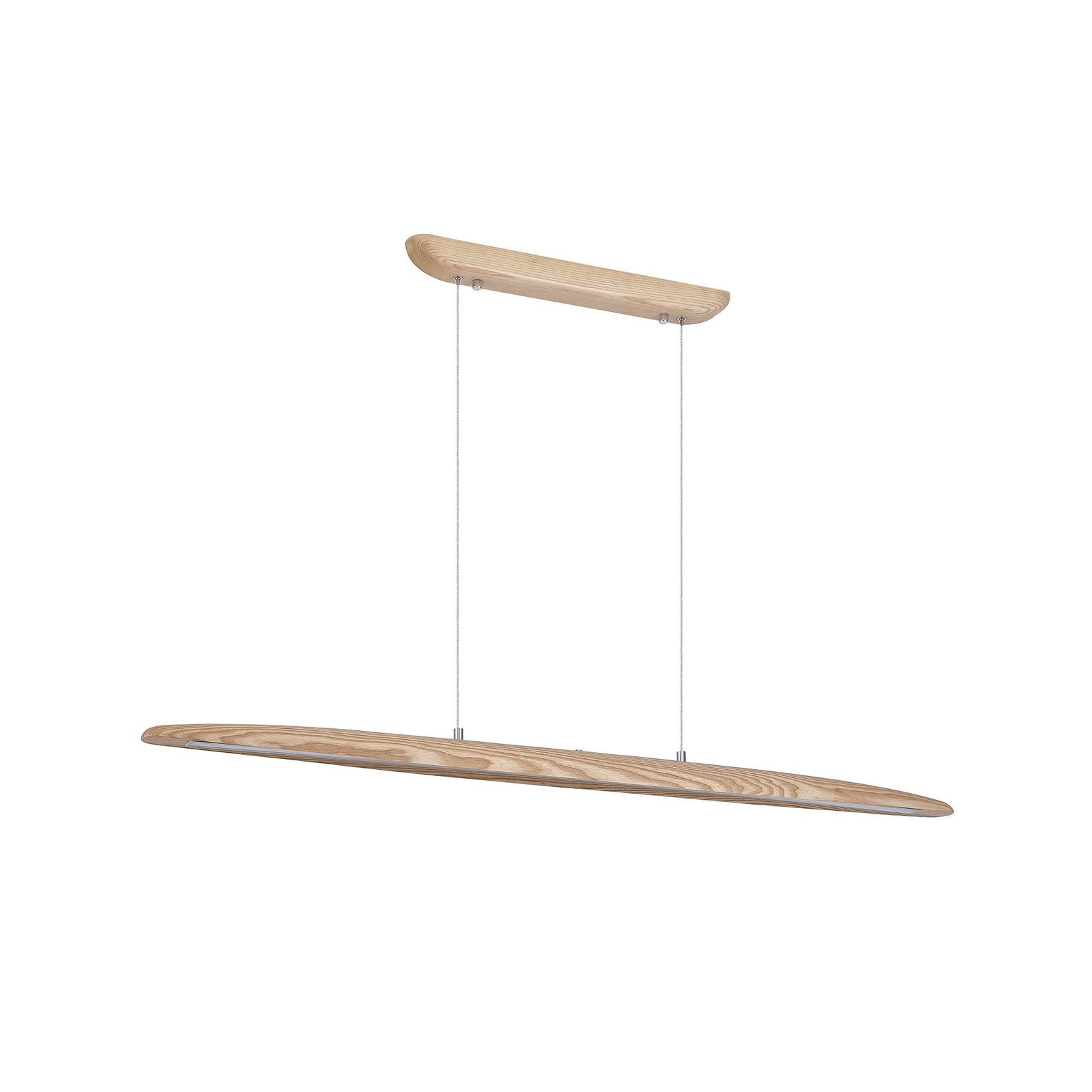 Suspension LED Kenzie, longueur 60 cm, marron clair, bois, CCT