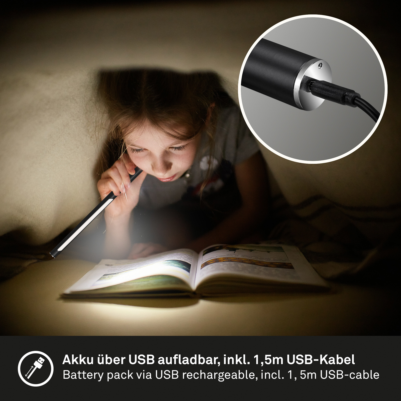 Stolná LED lampa Everywhere USB s batériou čierna
