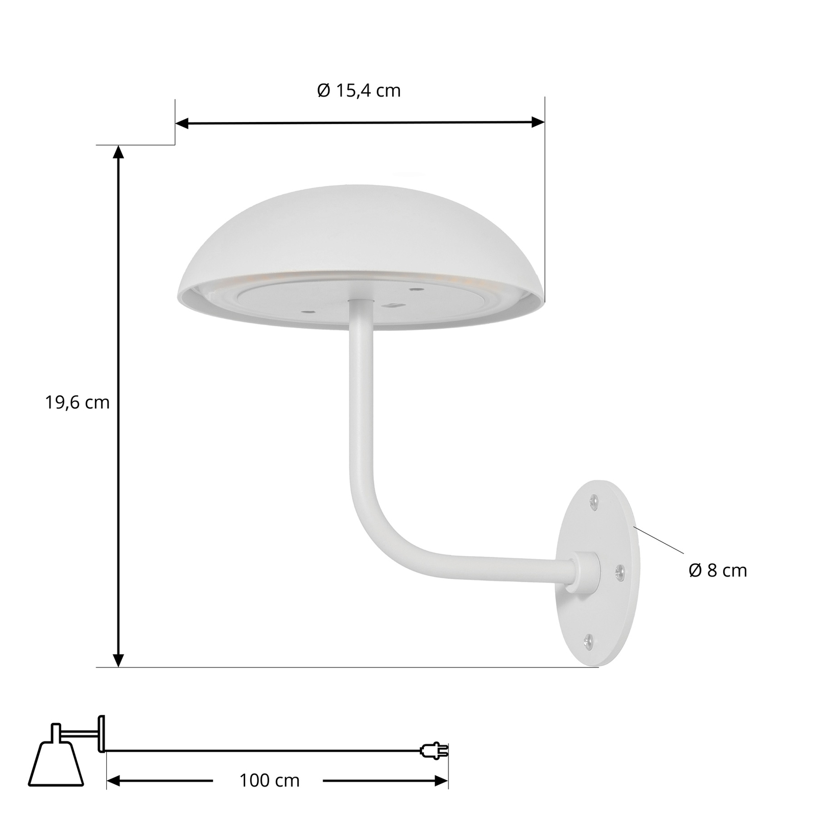 Arcchio LED oplaadbare tafellamp Thenra, wit, muurbeugel