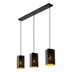 Almelo pendant light, 3-bulb, linear, black/gold, metal