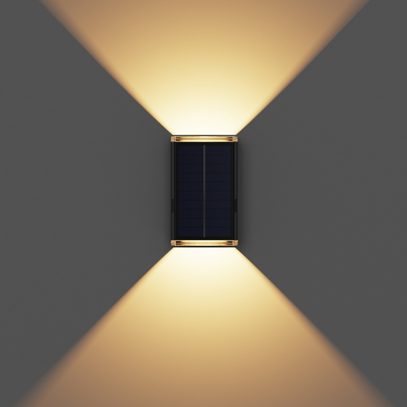 Rody LED solar wall lamp, black, height 16 cm, set of 2, IP65