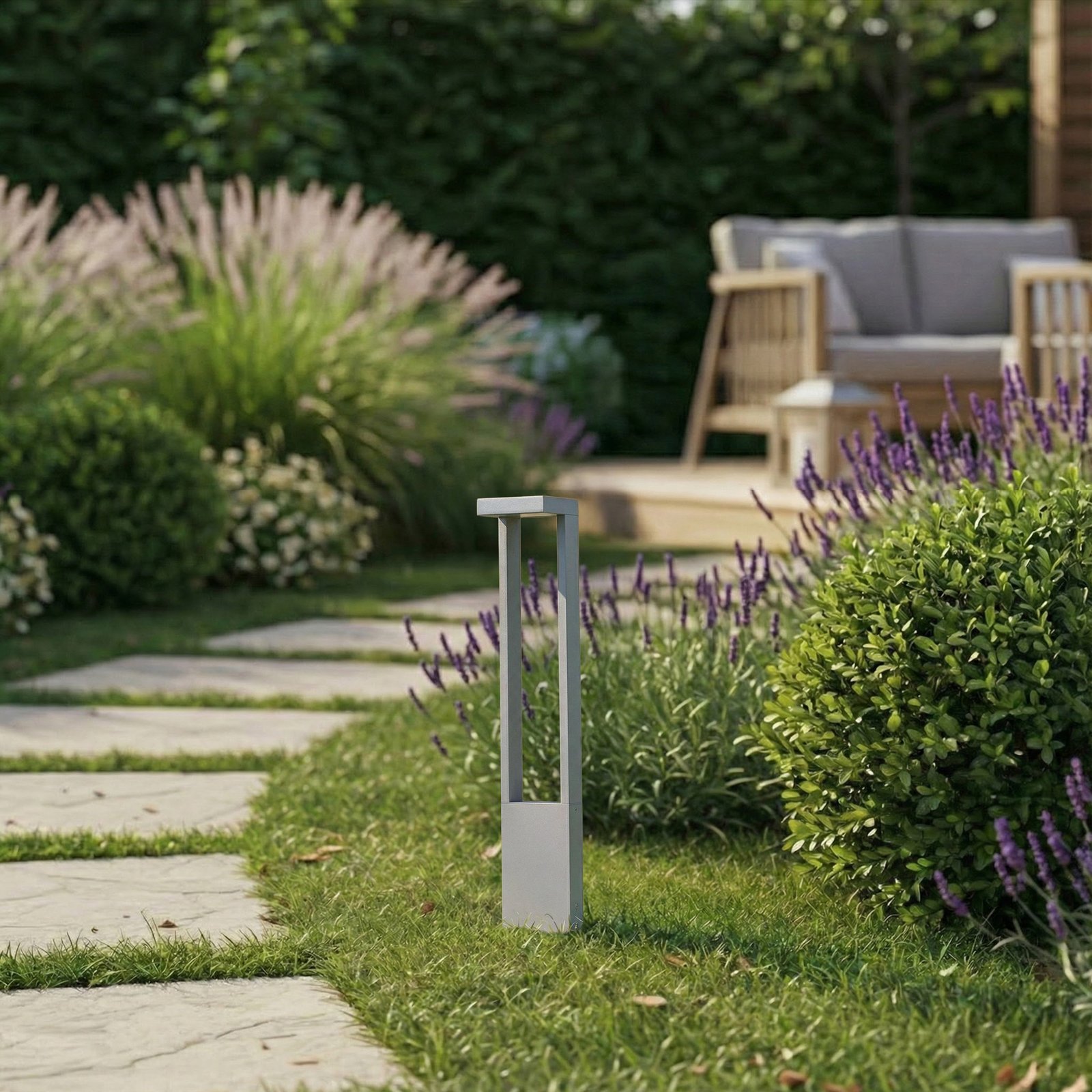 Lindby LED takų šviestuvas Lonete, pilkos spalvos, aukštis 65 cm, IP65