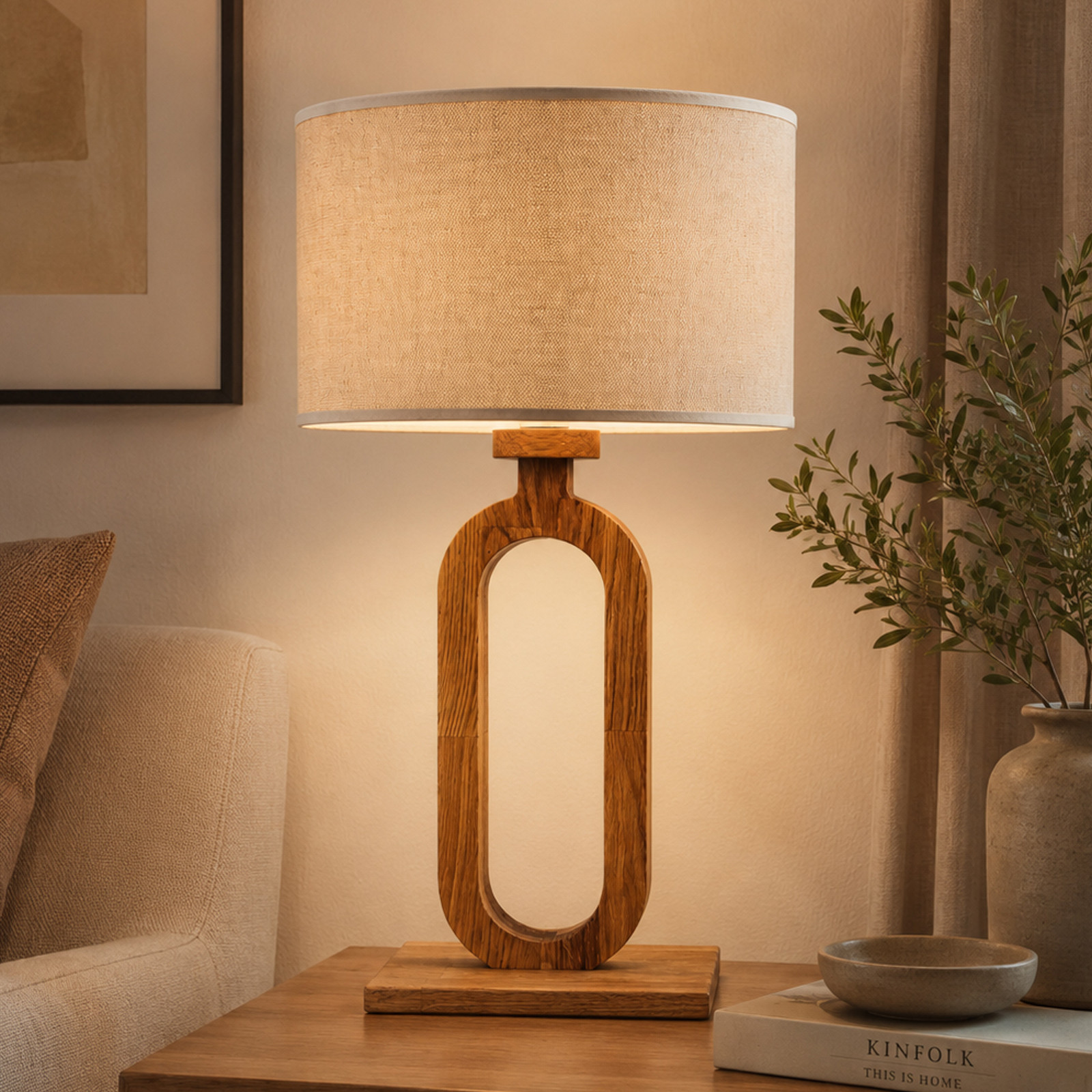 Elobra Lampa de masă Patagonia stejar deschis/natur înălțime 50 cm lemn/țesătură - Camera de zi / sufragerie - stejar natural