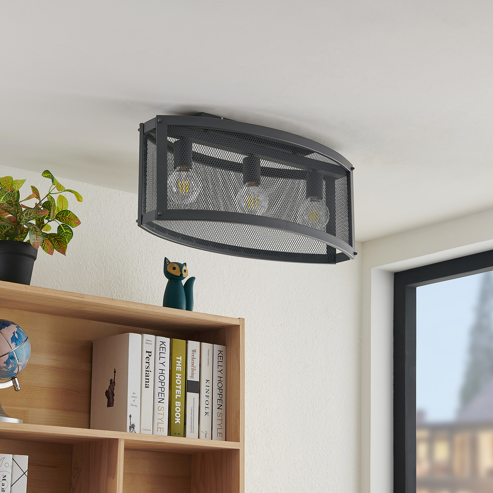 Lampa sufitowa Lindby Mizgin z 3-punktową siatką