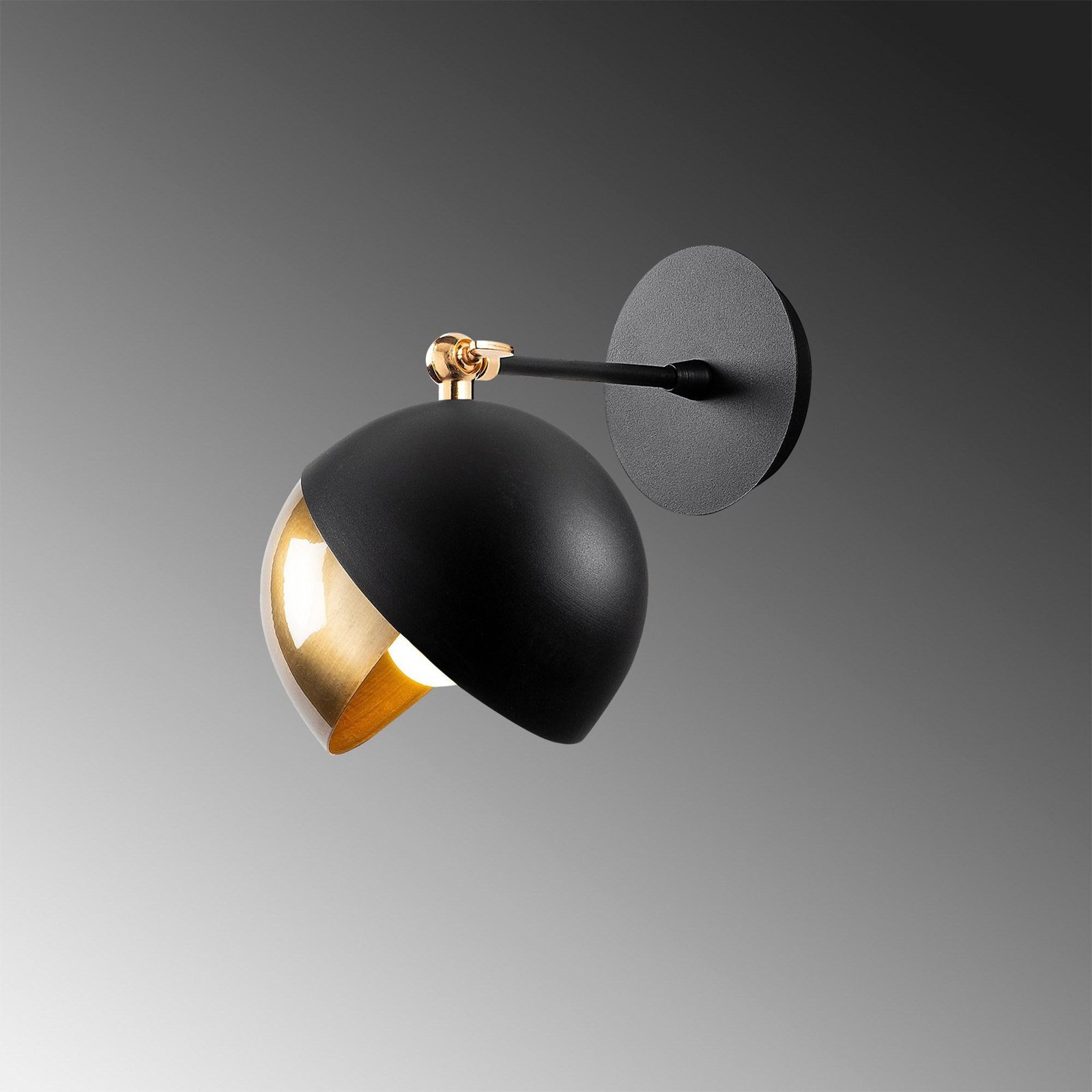 Berceste 252-A wall light, black/gold, metal, Ø 20 cm