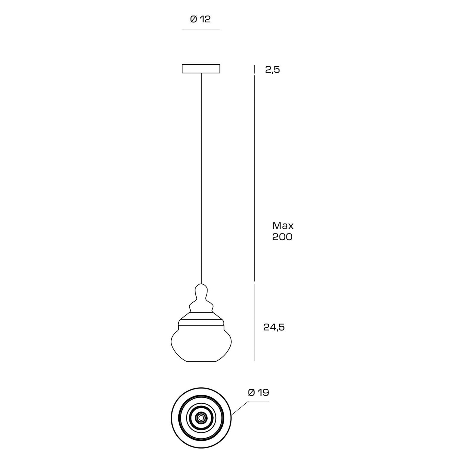 Hanglamp Adone, transparant, glas, Ø 19 cm, 1-lamp