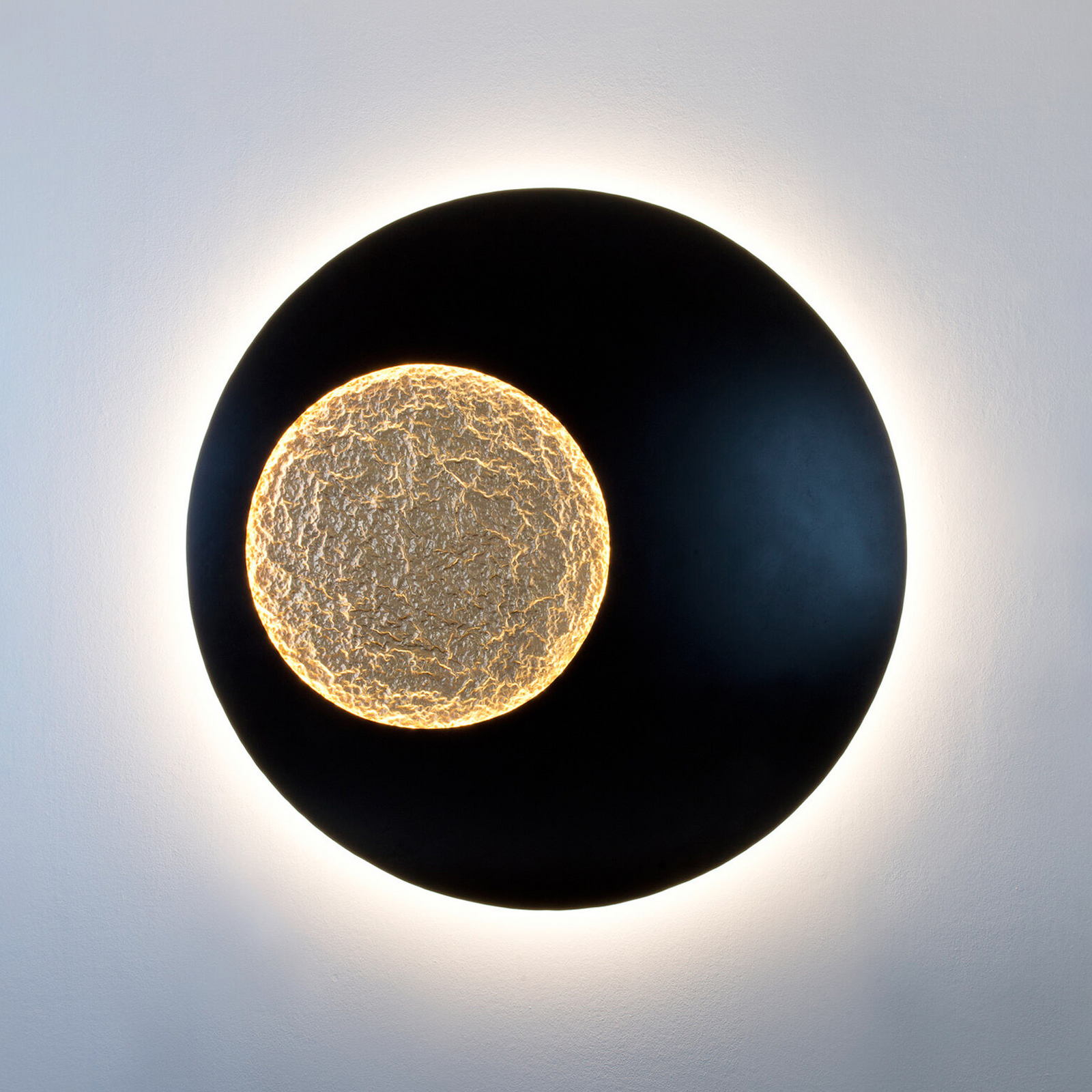 LED-seinavalgusti LUNA MEGA XXL, must/kuldne, Ø 120 cm, hämardatav