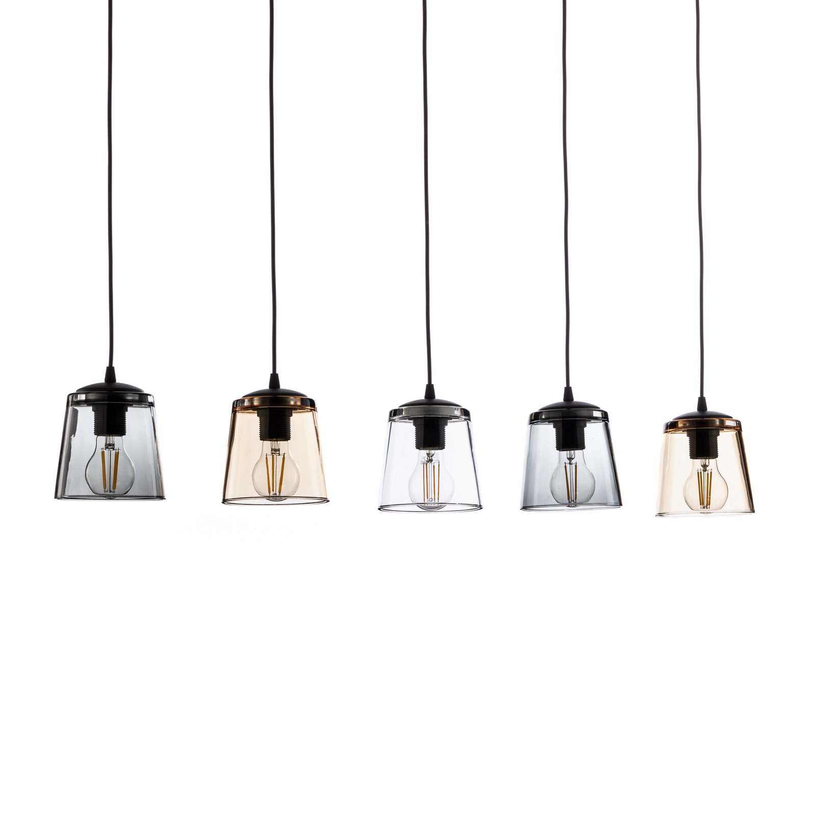 Hanglamp Lucea, 5-lamps, gemixt