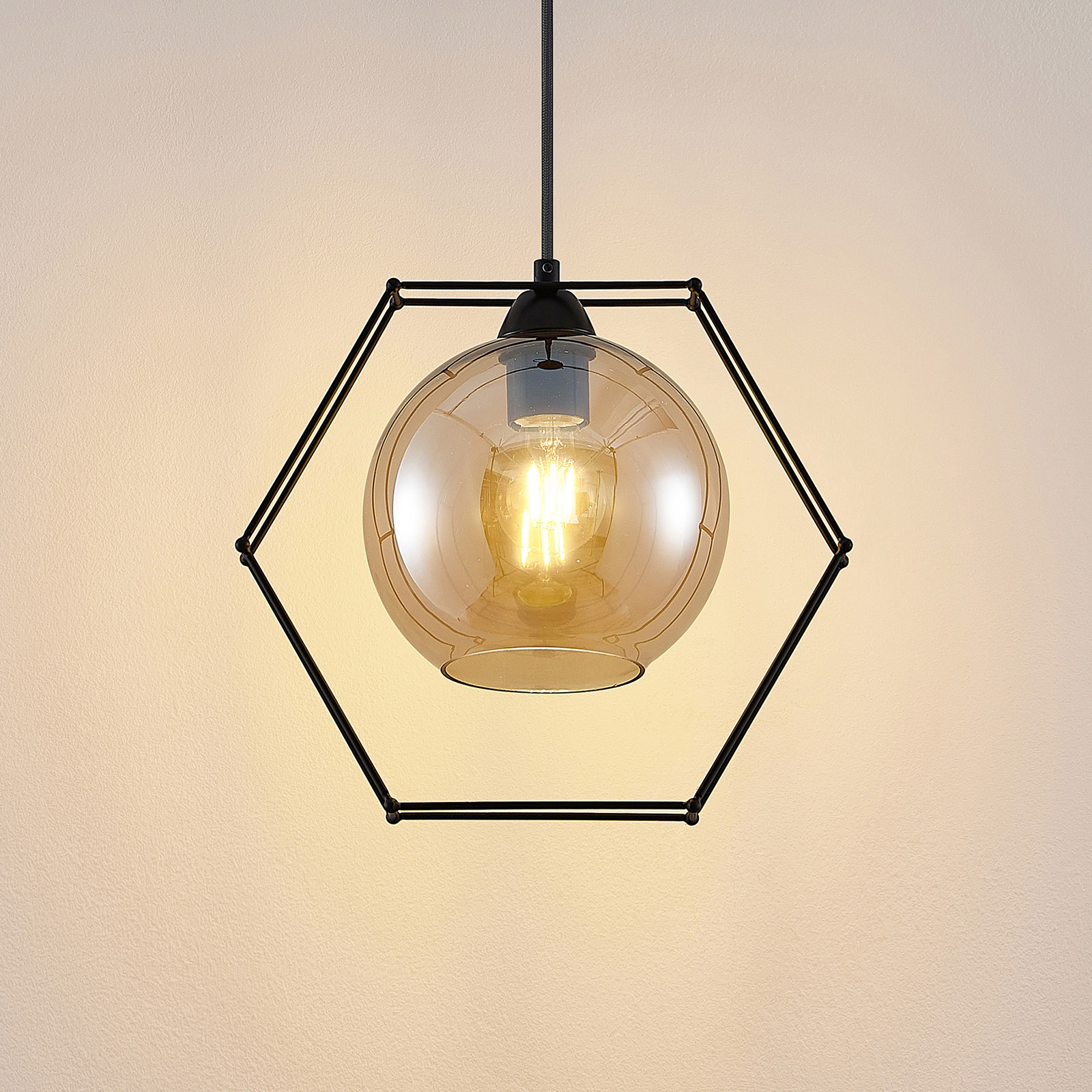 Lindby Dajanira hanglamp, 1-lamp, amber