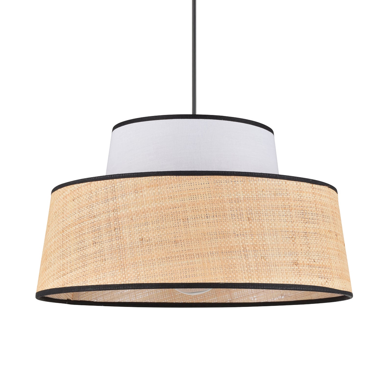 Żyrandol Mallorca, biała/w kolorze naturalnym, Ø 38 cm, tkanina/liana