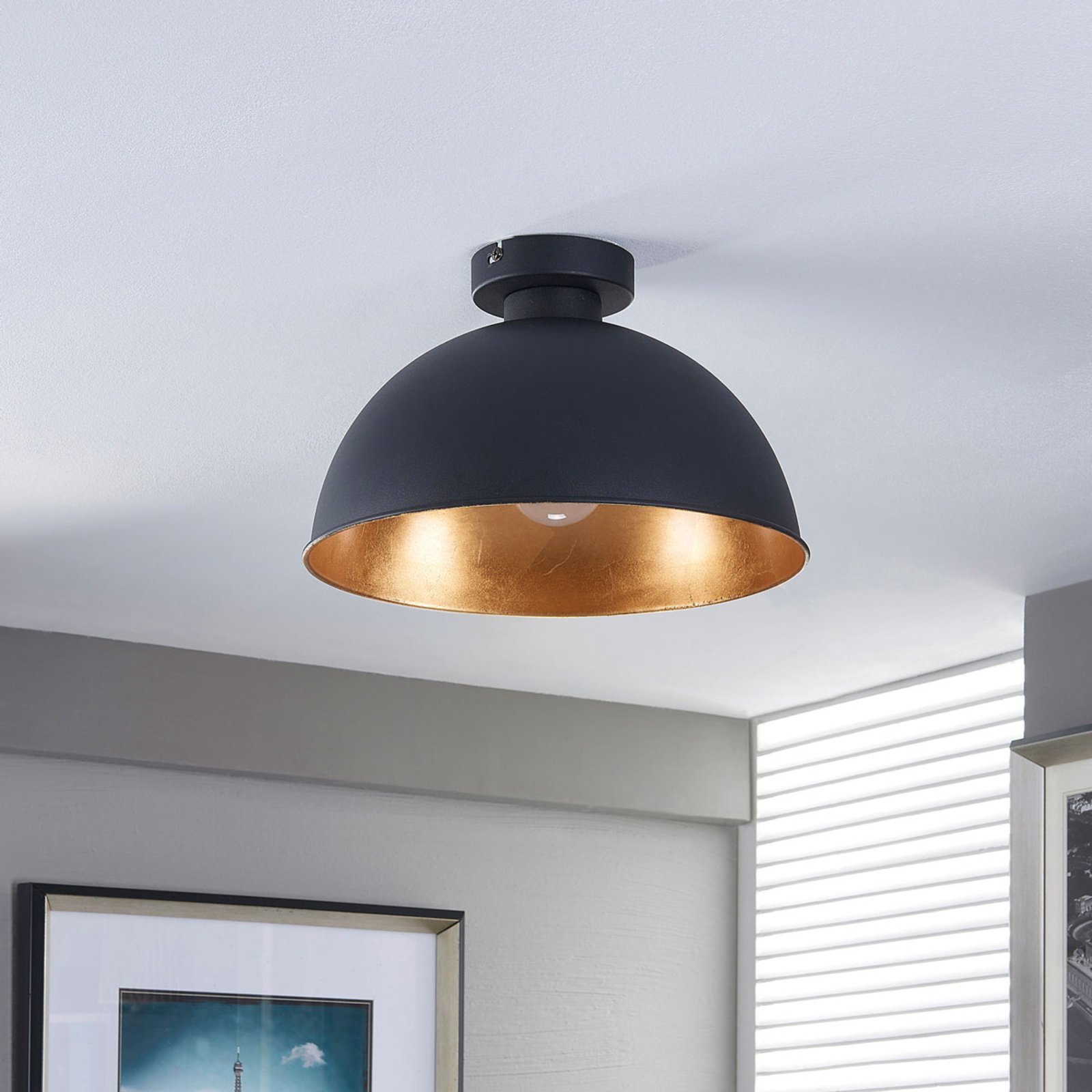 Lya Plafondlamp Ø31 Black/Gold - Lindby
