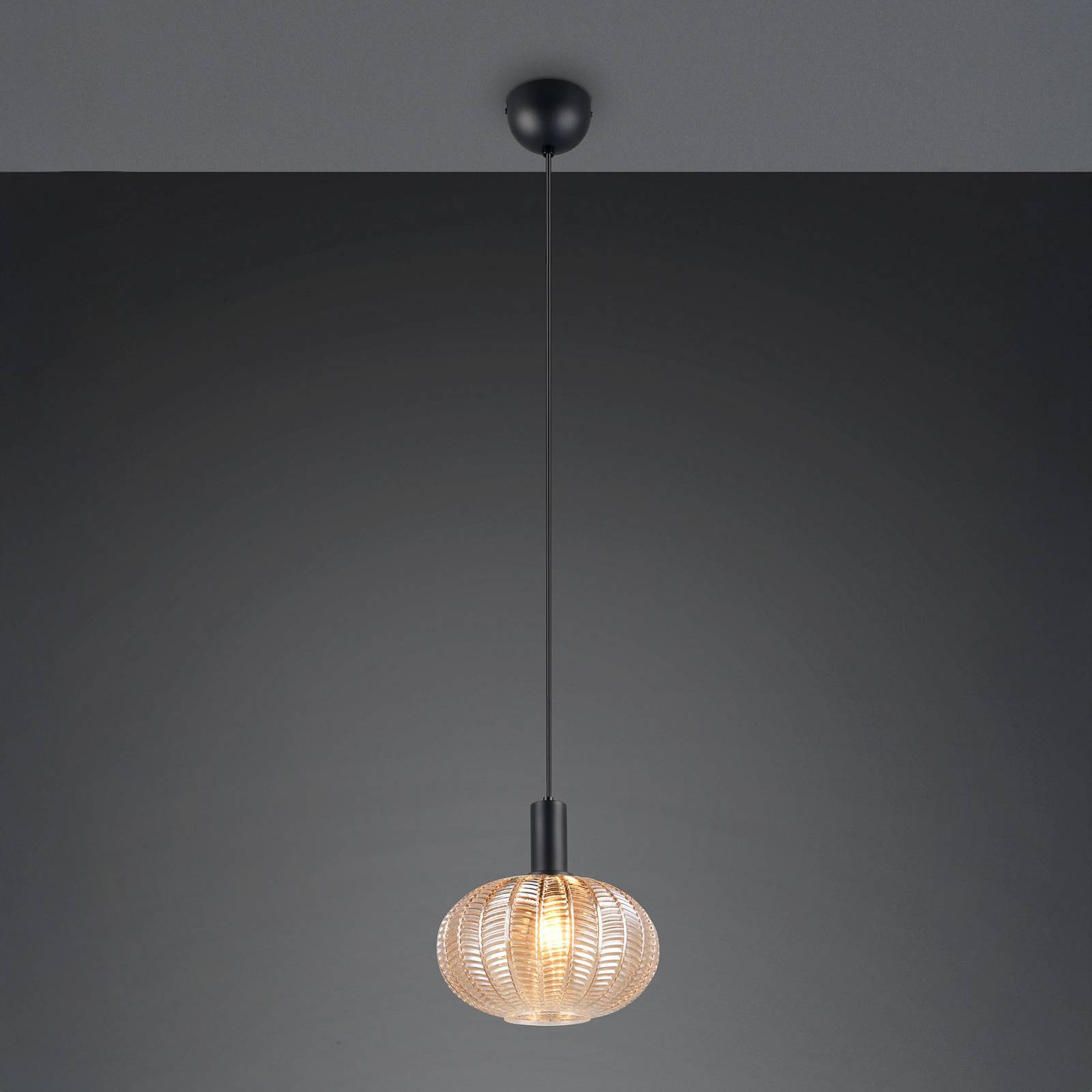 Reality Leuchten Suspension Elvezia, ambre, Ø 26 cm, verre, E27