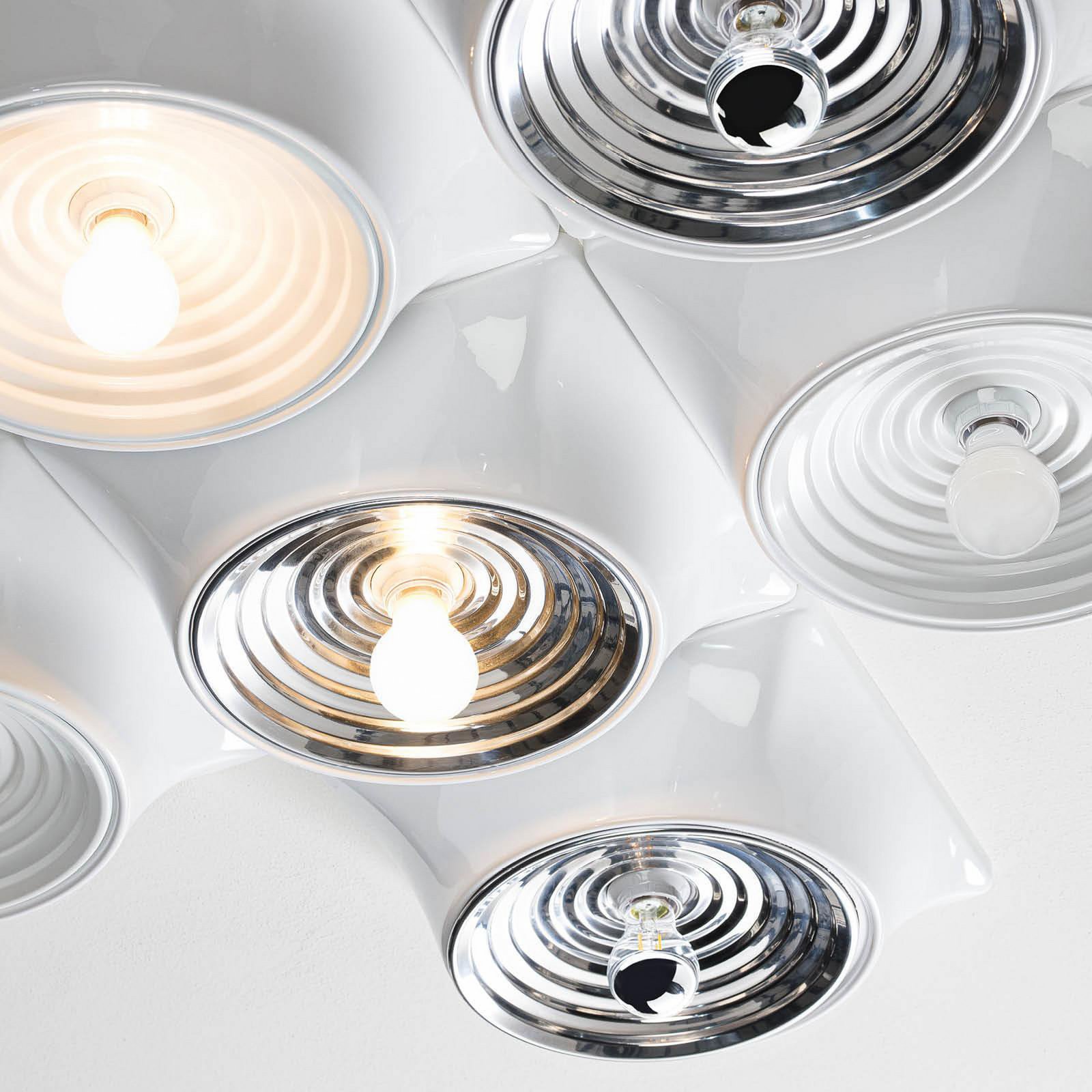 Goletta Deckenlampe, weiß/aluminium, Breite 36 cm - Stilnovo