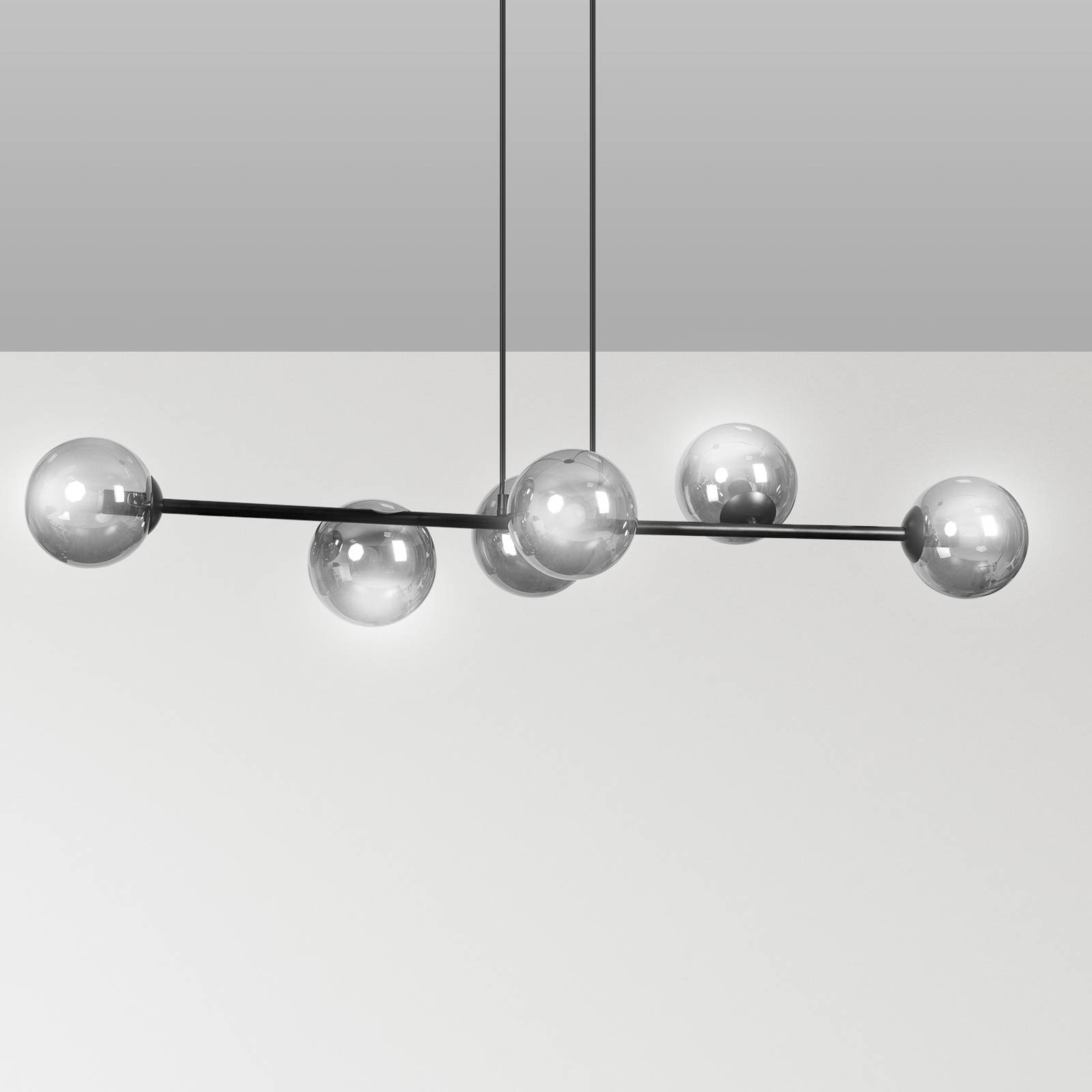 Suspension Glassy à 6 lampes, verre graphite