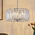 Lindby hanging light Sofia, Ø 46 cm, 4-bulb, E14, chrome/clear