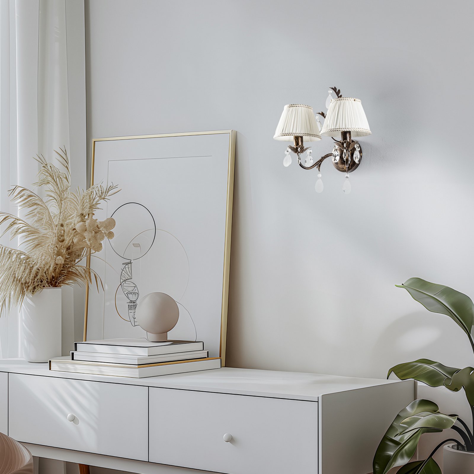 Επιτοίχιο φωτιστικό Karen δύο φωτεινών μπρούντζινο