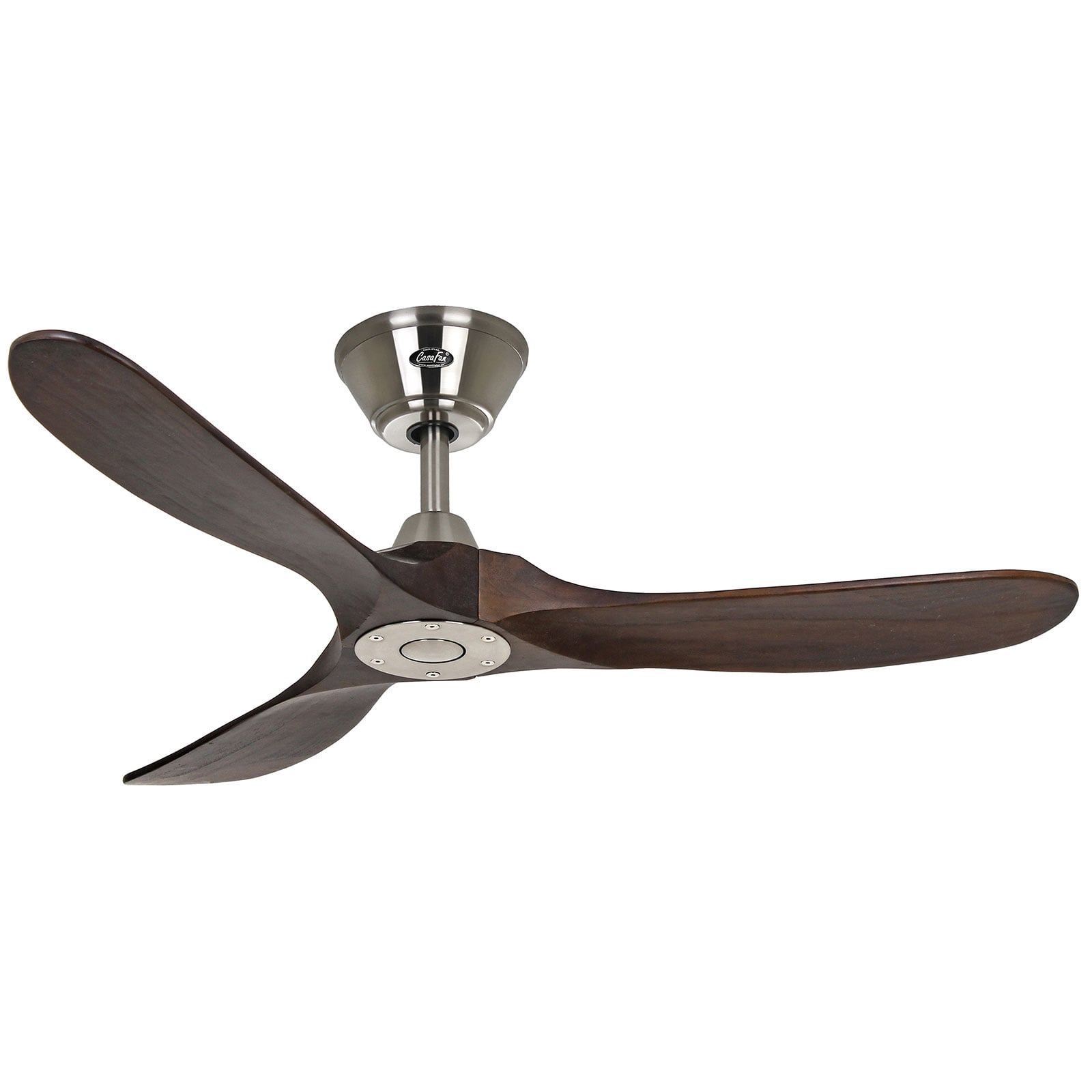 ECO GENUINO ceiling fan, chrome/walnut, 122 cm - CasaFan