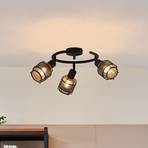 Lindby Eudoria stropna svjetiljka s 3 žarulje crna/zlatna