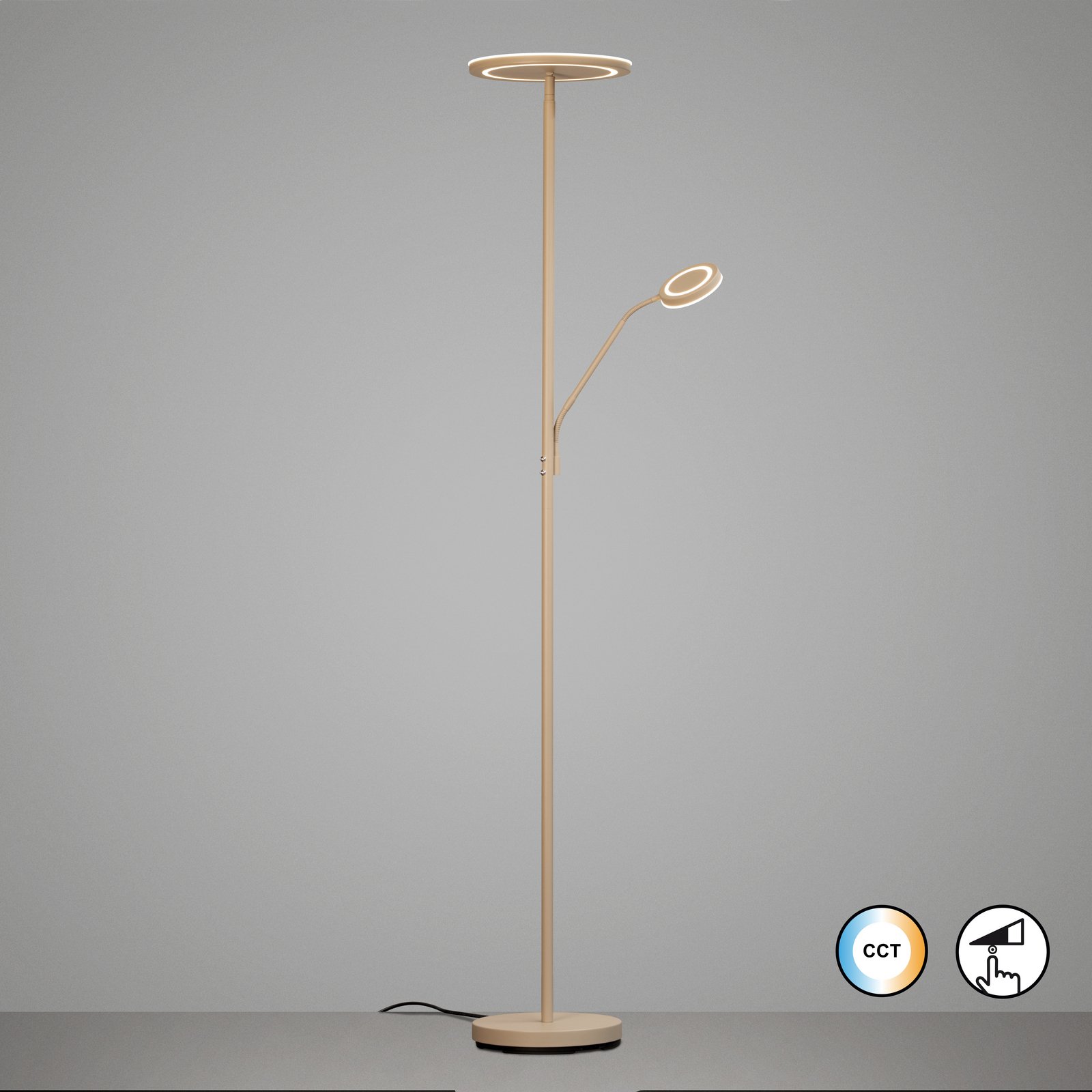 LED-Stehlampe Sorento, Höhe 182 cm, Leselicht, sandfarben