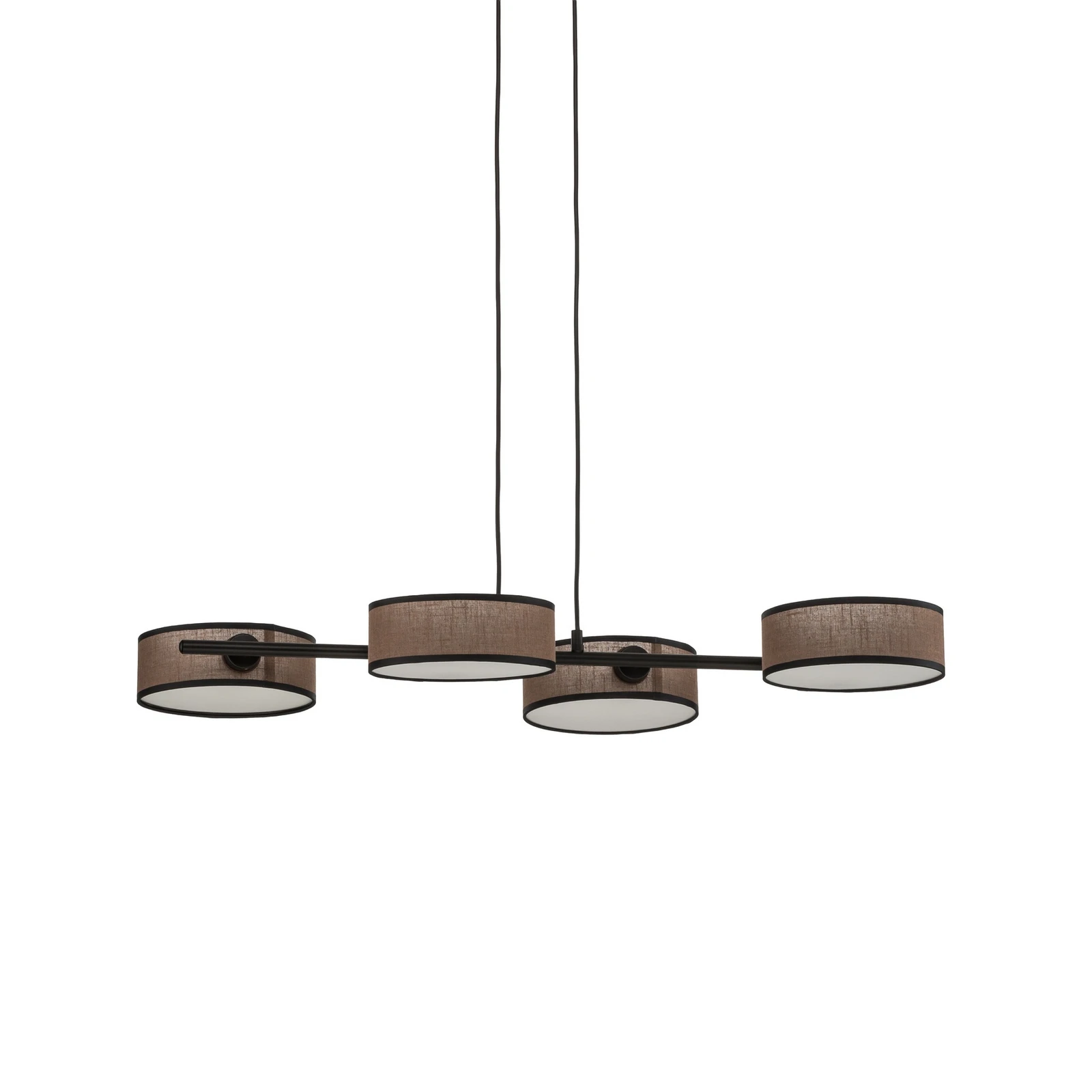 Hengende lampe Drumz 4, brun, stoff/stål, lengde 80 cm, E14