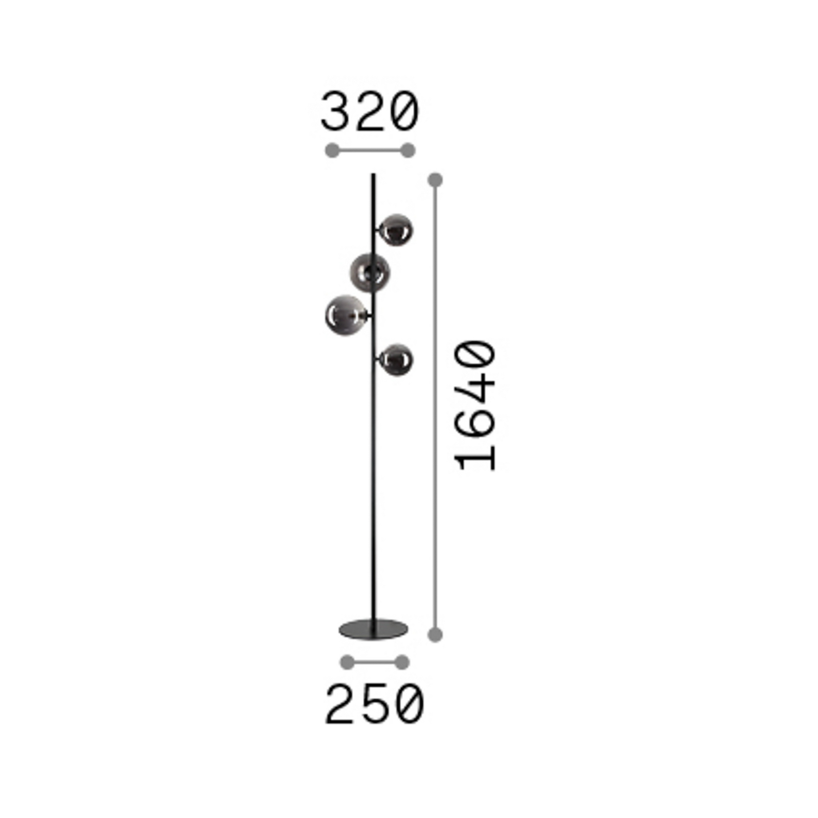 IDEAL LUX -maavalaisin Perlage, messinki/valkoinen, korkeus 164 cm, 4-lamppuinen IDEAL LUX -maavalaisin Perlage, messinki/valkoinen, korkeus 164 cm, 4-lamppuinen