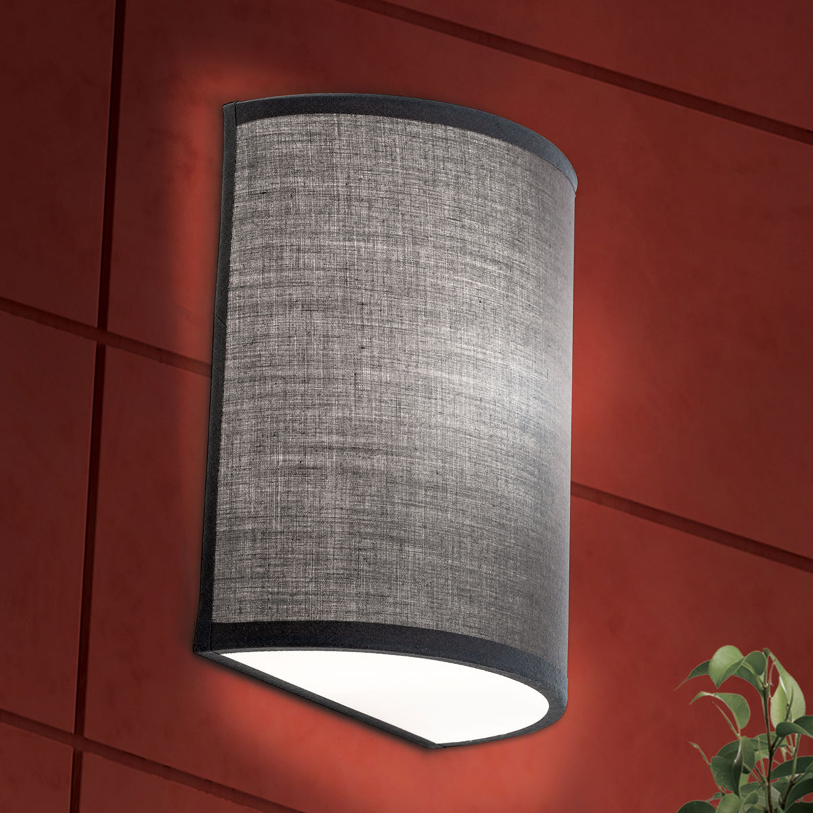 Ufo wall light with a grey linen lampshade