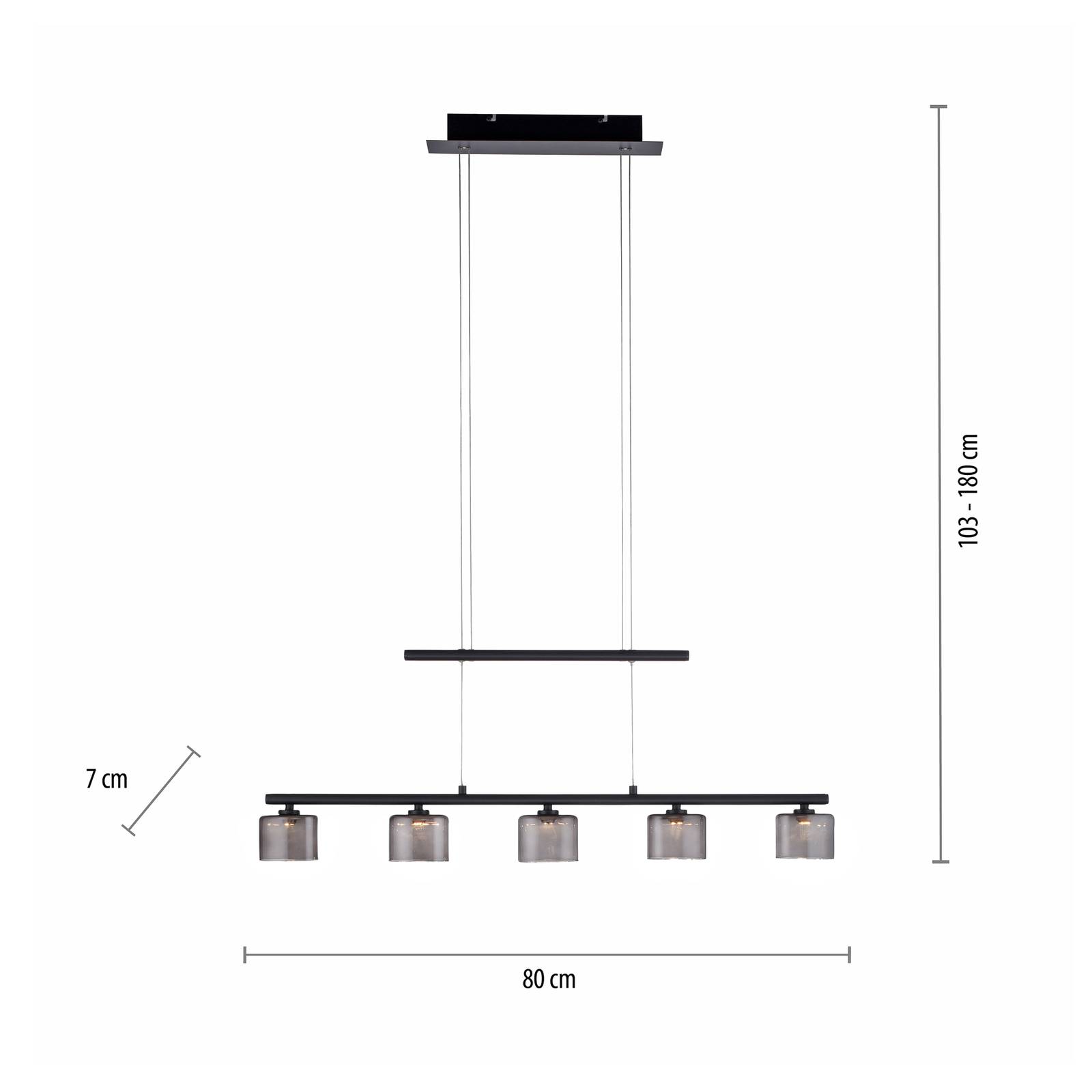 Lampa wisząca LED Paul Neuhaus Hydra, czarna, szkło, 80 cm