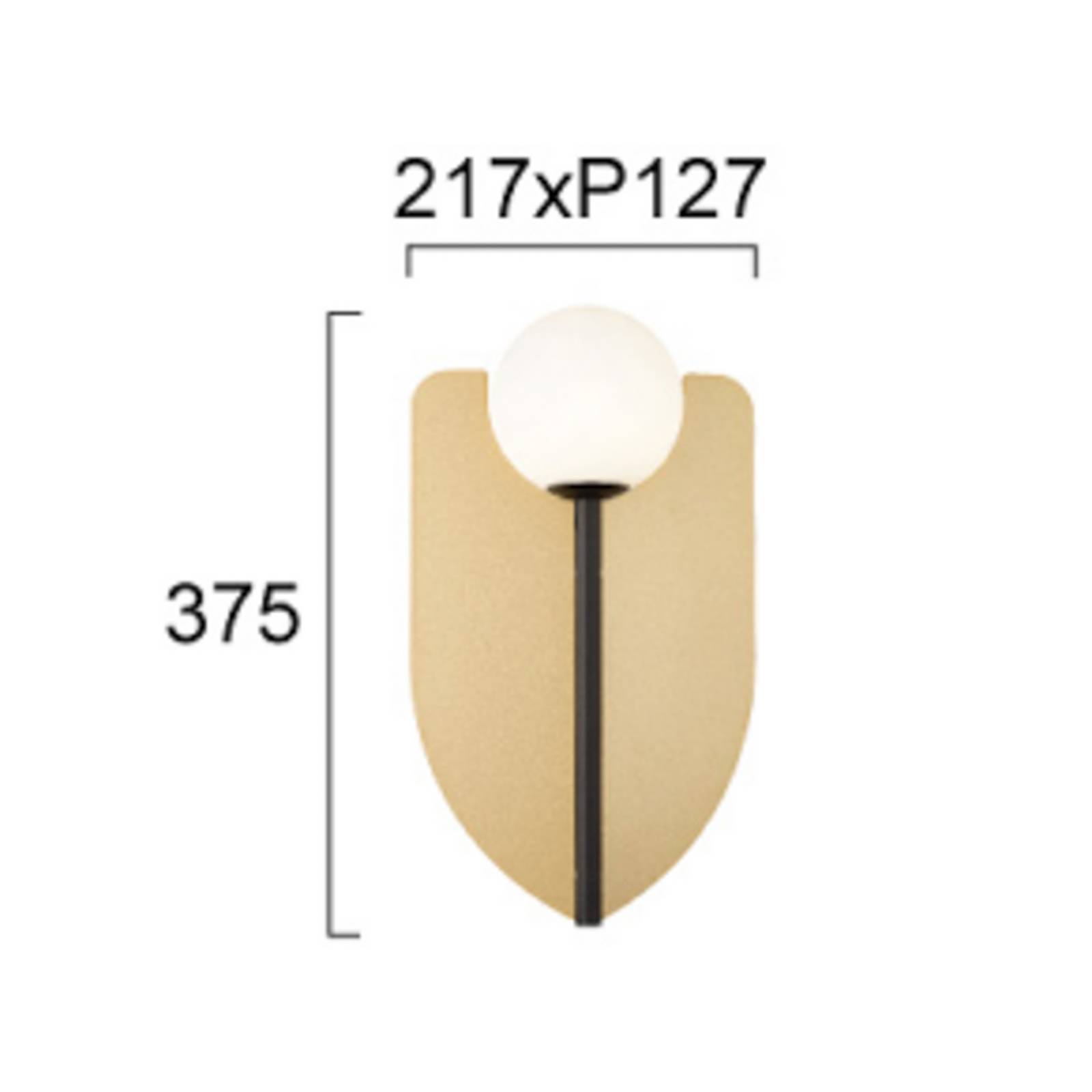 Wandlampe Fedora, Höhe 37 cm, goldfarben, Metall/Glas günstig online kaufen