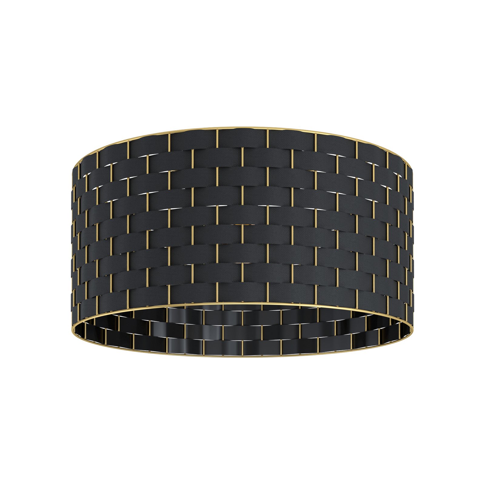 Plafonieră Marasales din textil negru/alamă