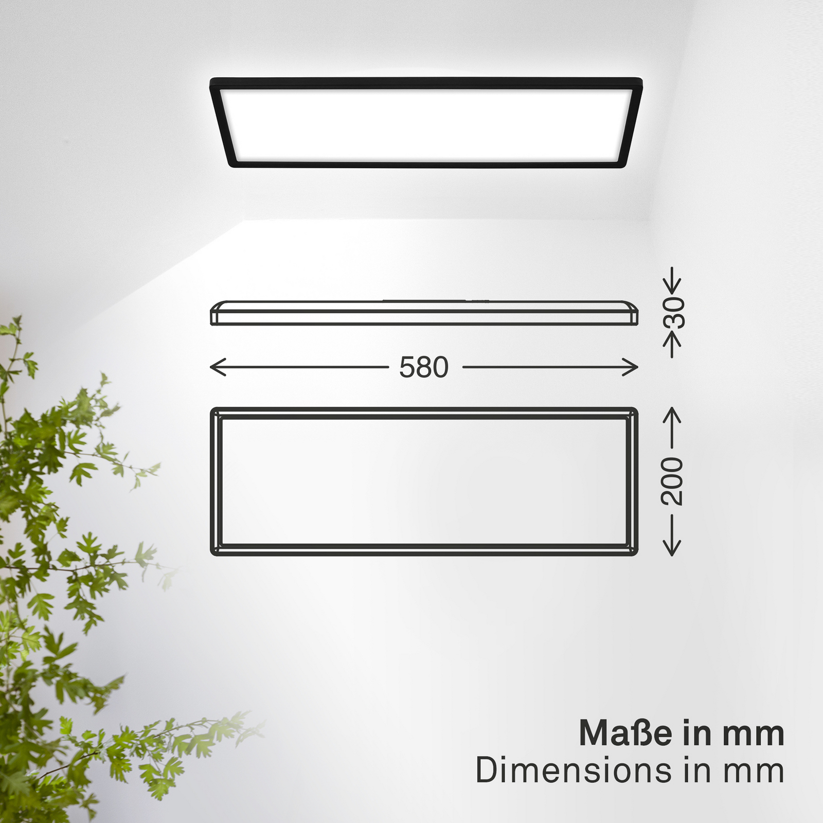 LED paneel Shallow aan/uit, 58 x 20 cm, zwart, 840 achtergrondverlichting