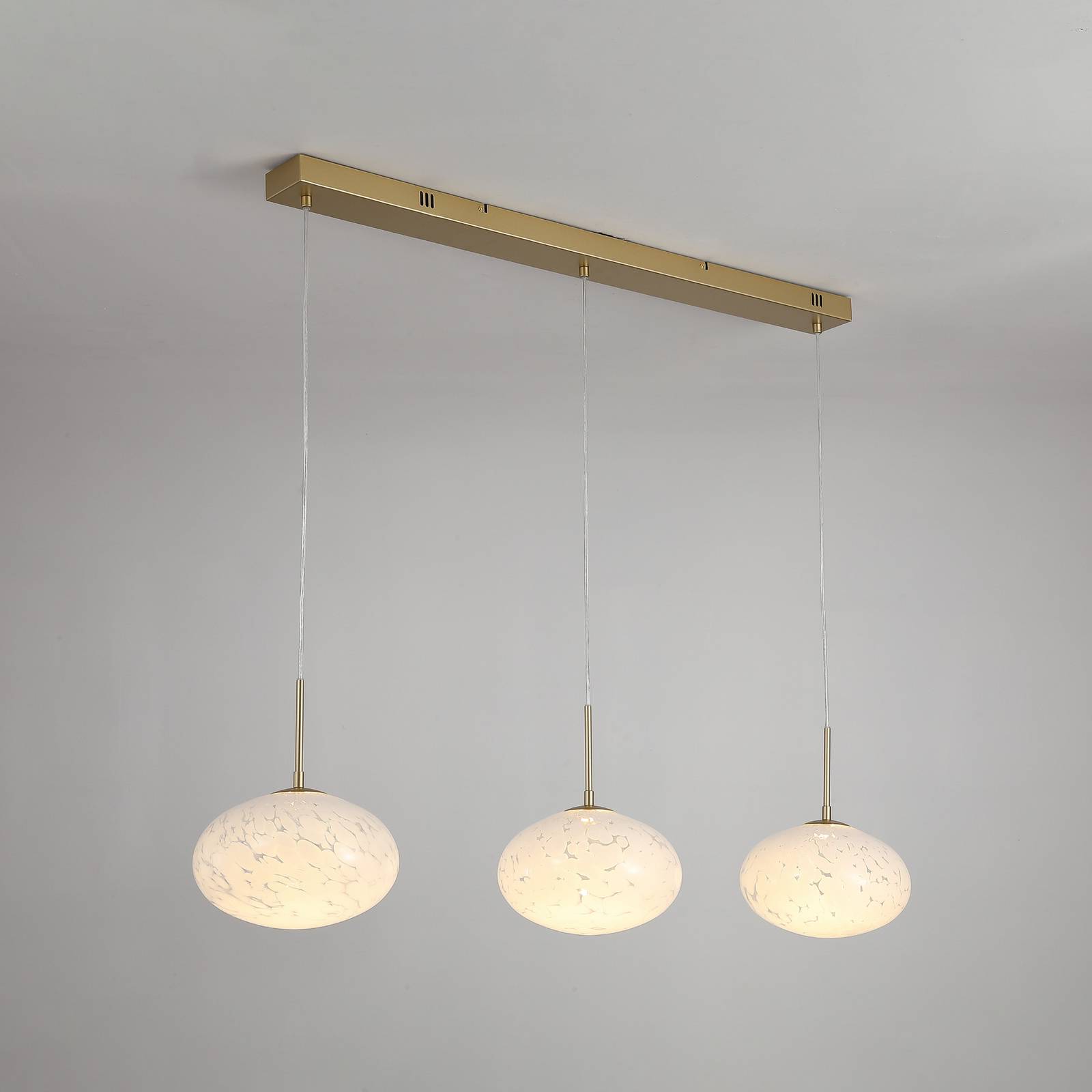 Lampa wisząca LED Confetti, długość 115 cm, kolor złoty/biały, szkło