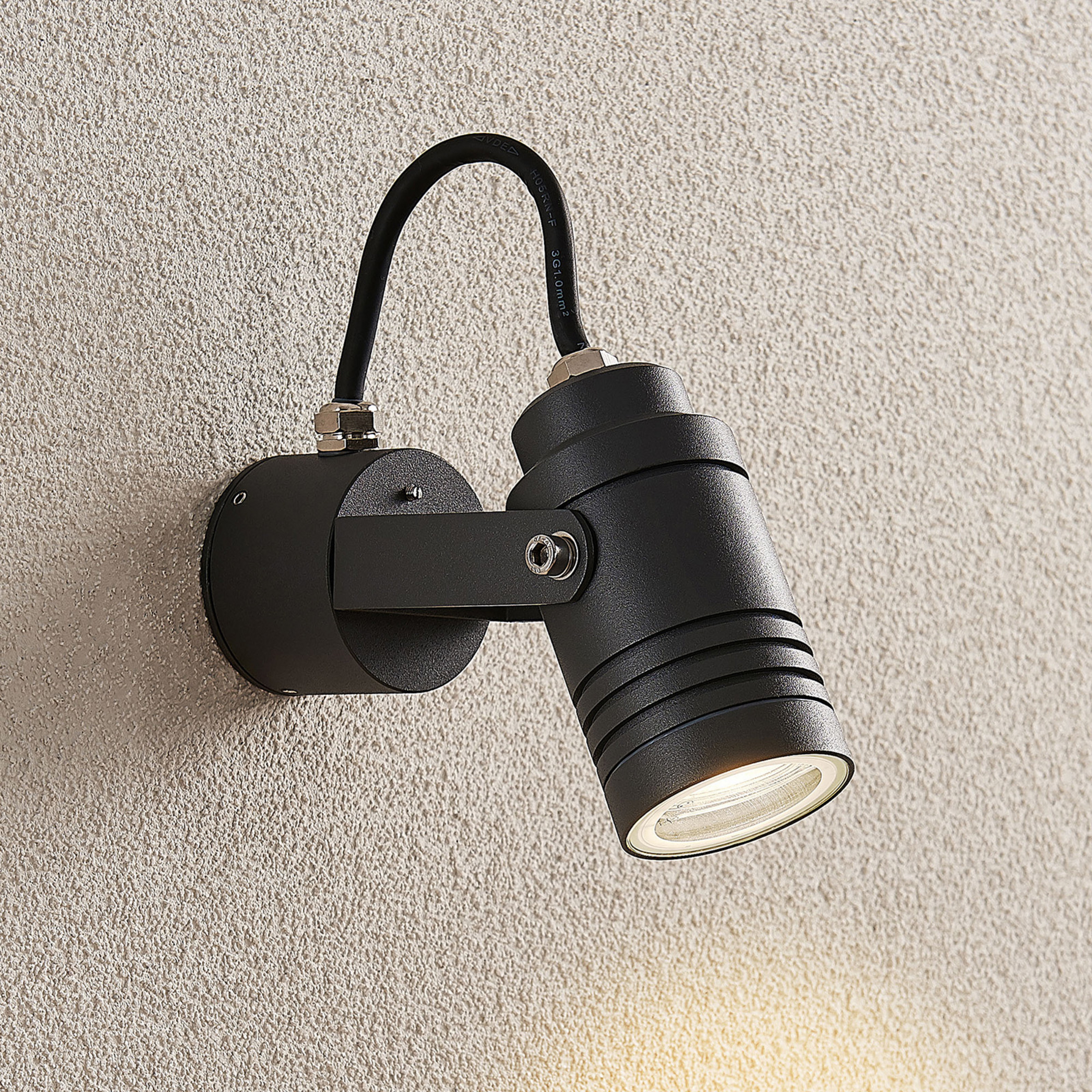 Lucande Projecteur mural extérieur Galina, gris, aluminium, hauteur 11,2 cm