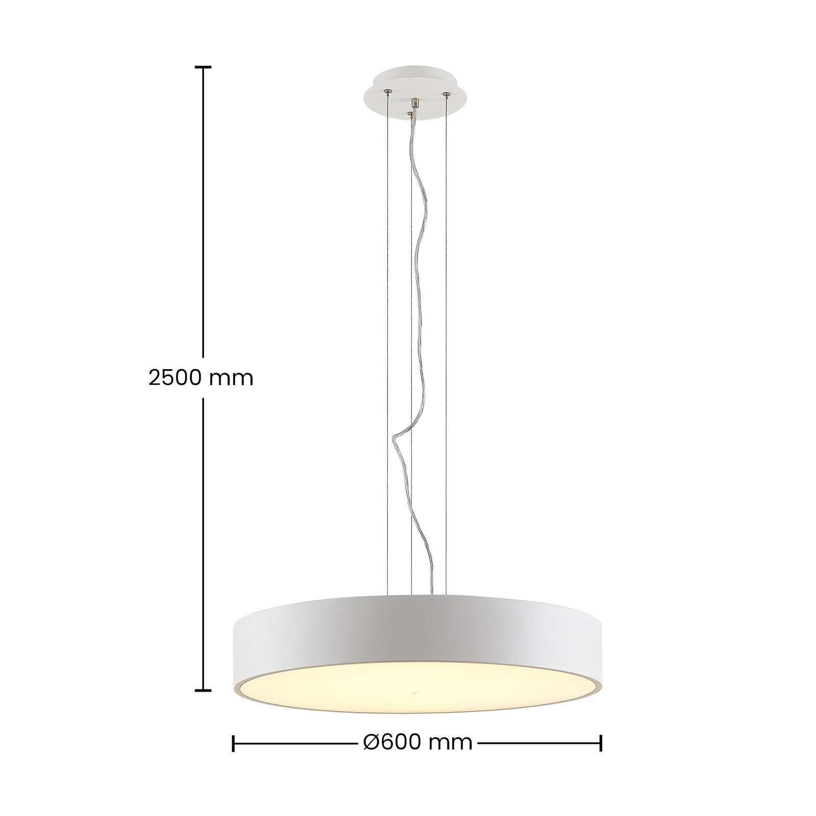 Arcchio Noabelle LED-hänglampa, vit, 60 cm