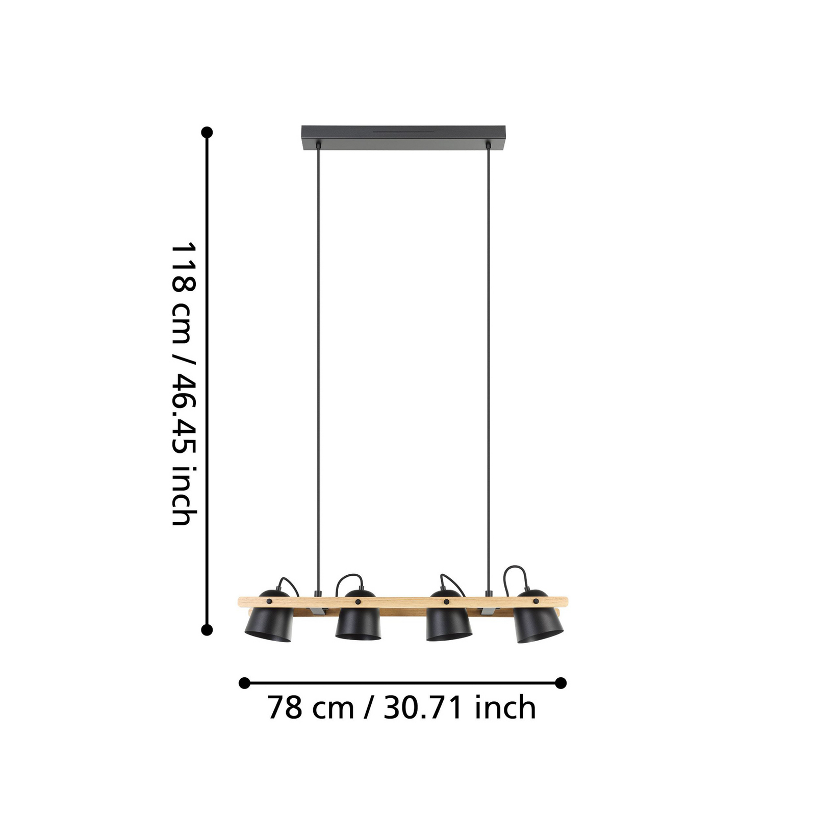 EGLO connect plafón LED Hornwood-Z, 4 luces, negro