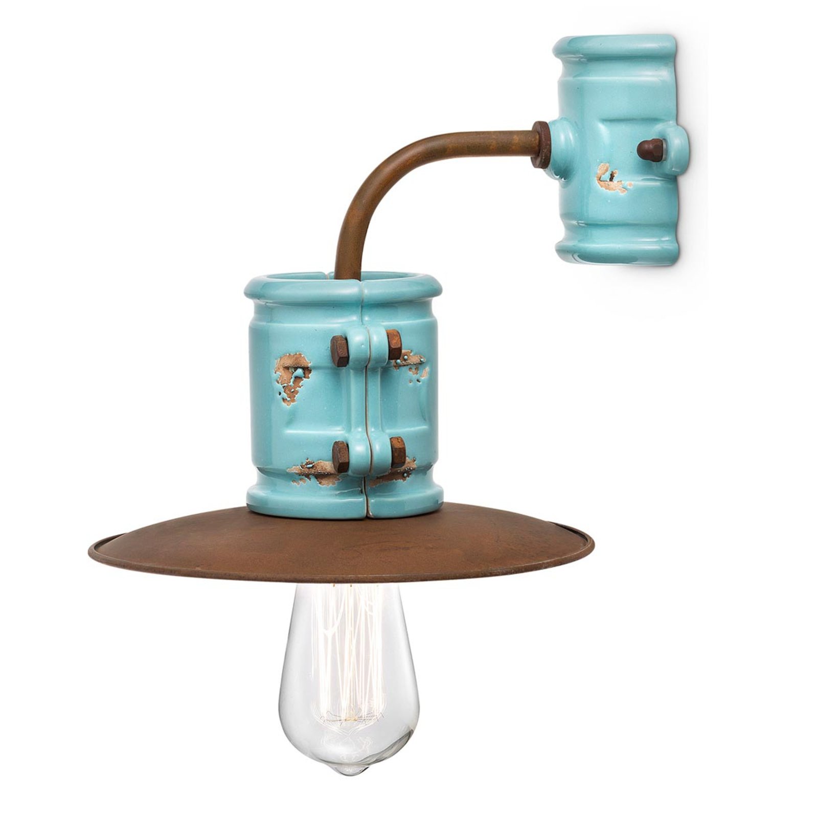 Nicolo-vegglampe i vintagestil, turkis