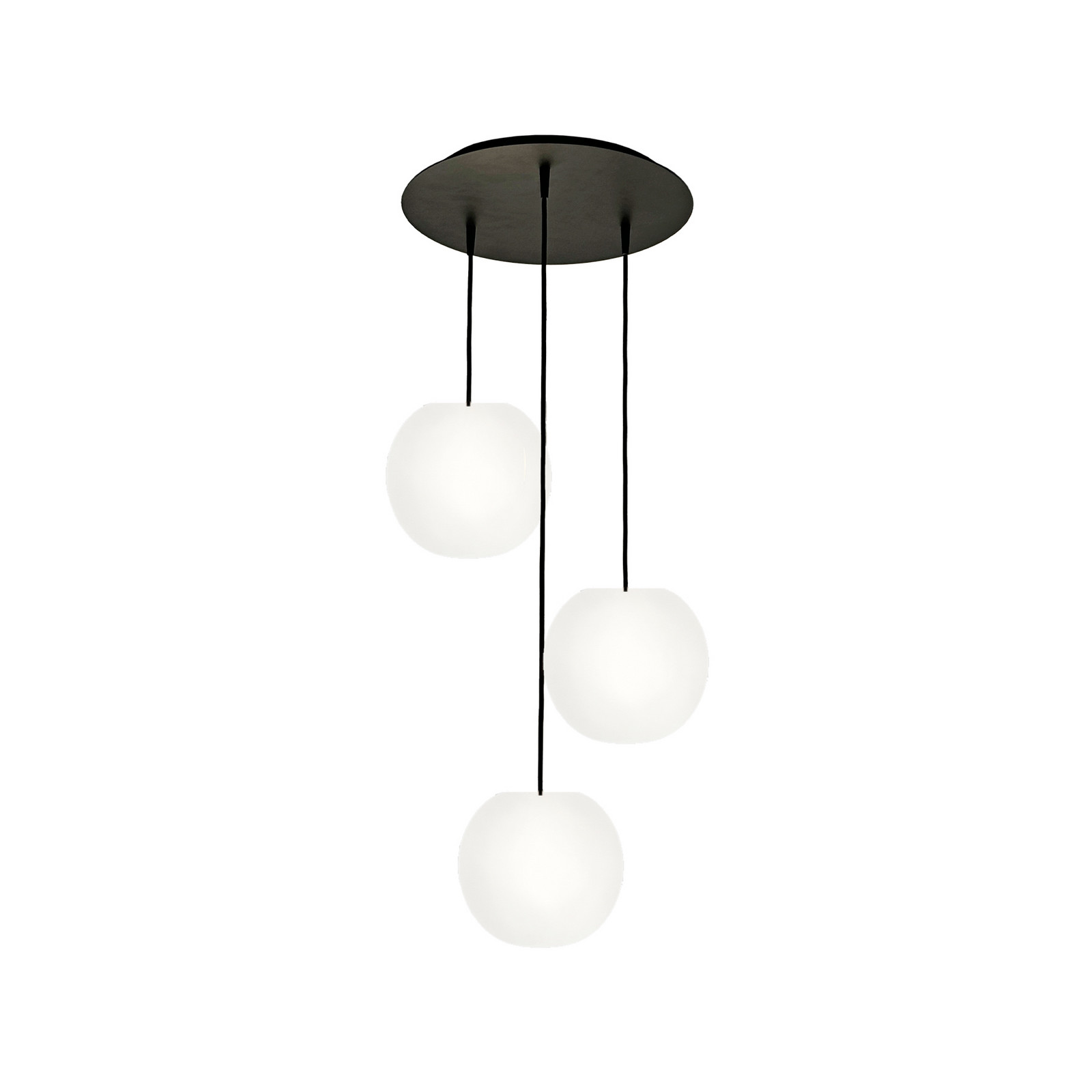 Lampă suspendată Casablanca Acai alb/negru rotundă cu 3 becuri 21 cm - Camera de zi / sufragerie - alb negru - Sticlă