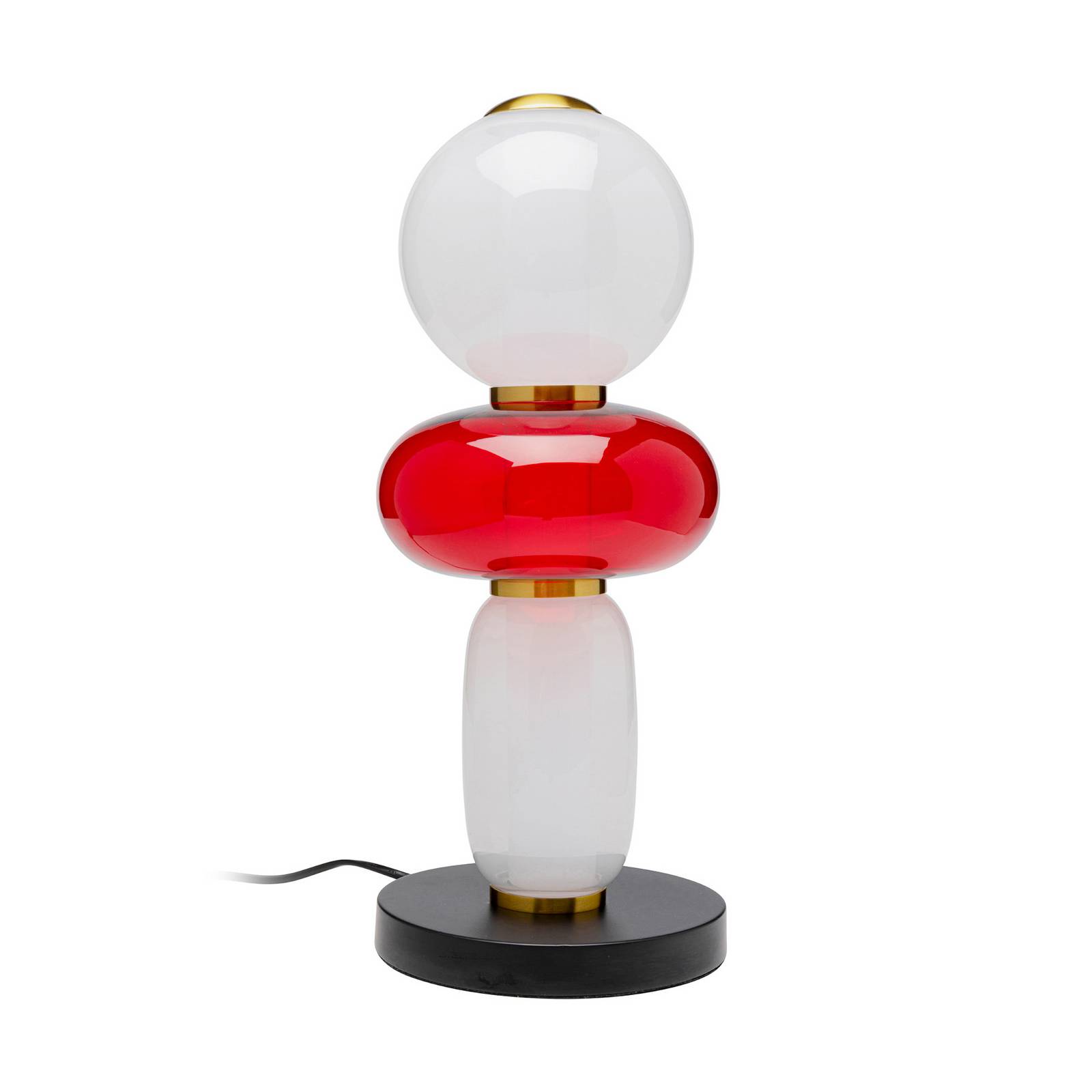 KARE Tischleuchte Sugar, weiß/rot, Glas, 43 cm hoch, G9