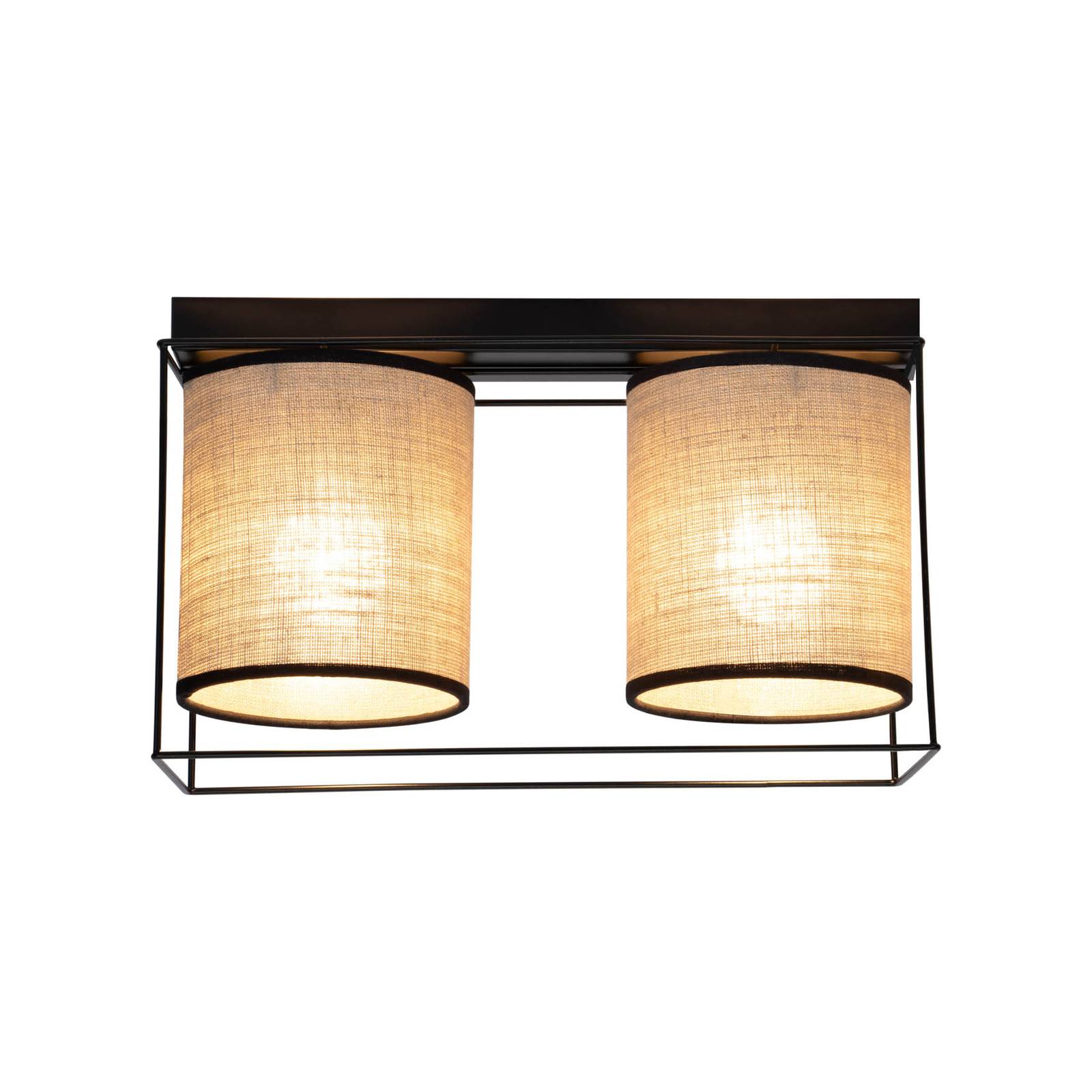 Taklampa Tubo, textilskärm, beige, 2 lampa