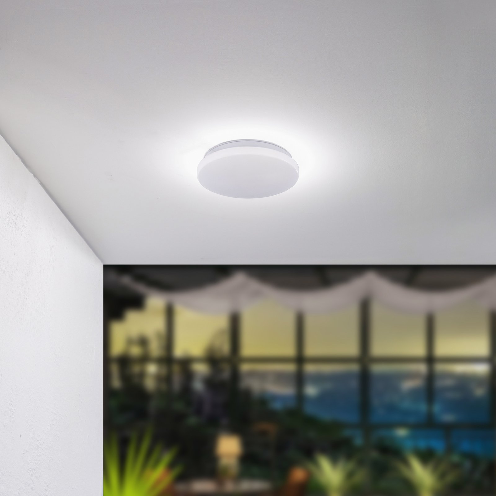 Lindby LED outdoor ceiling light Kirkola, 4000 K, Ø 26 cm, white