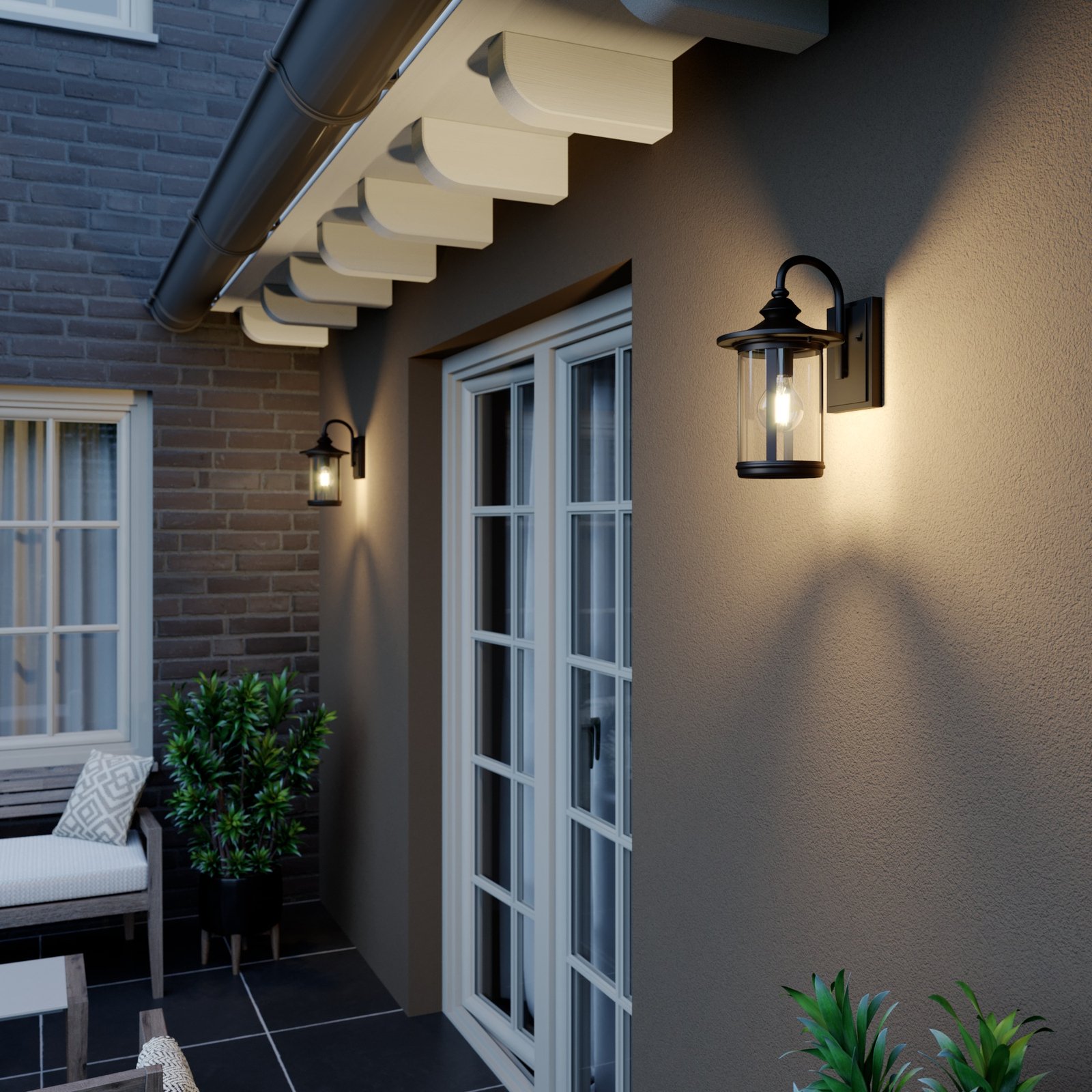 Zayn Outdoor Wall Lamp Black/Clear - Lindby