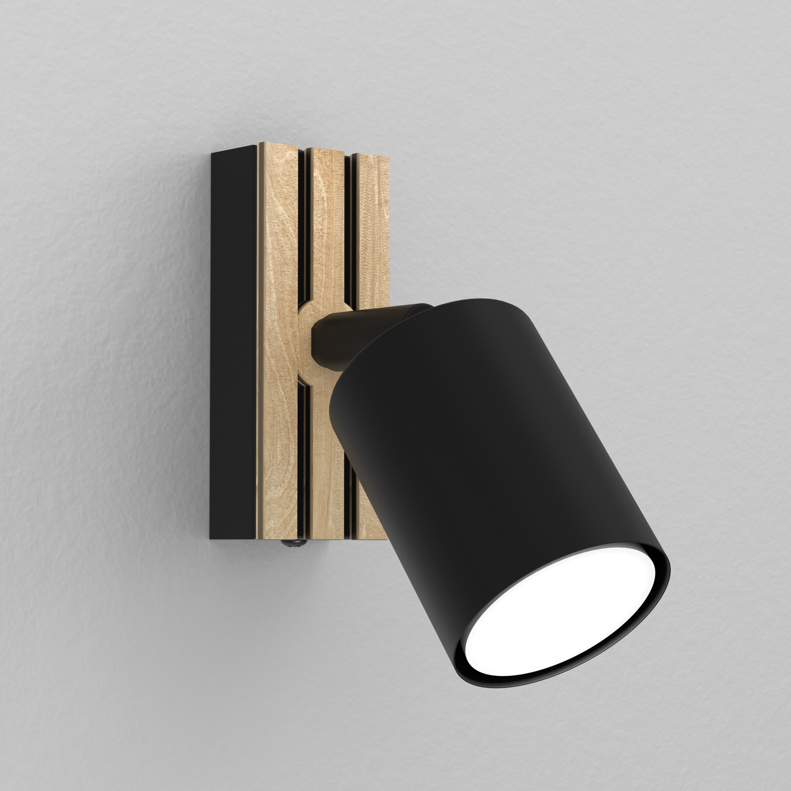 Envostar Tino wall spotlight 1-bulb black/wood