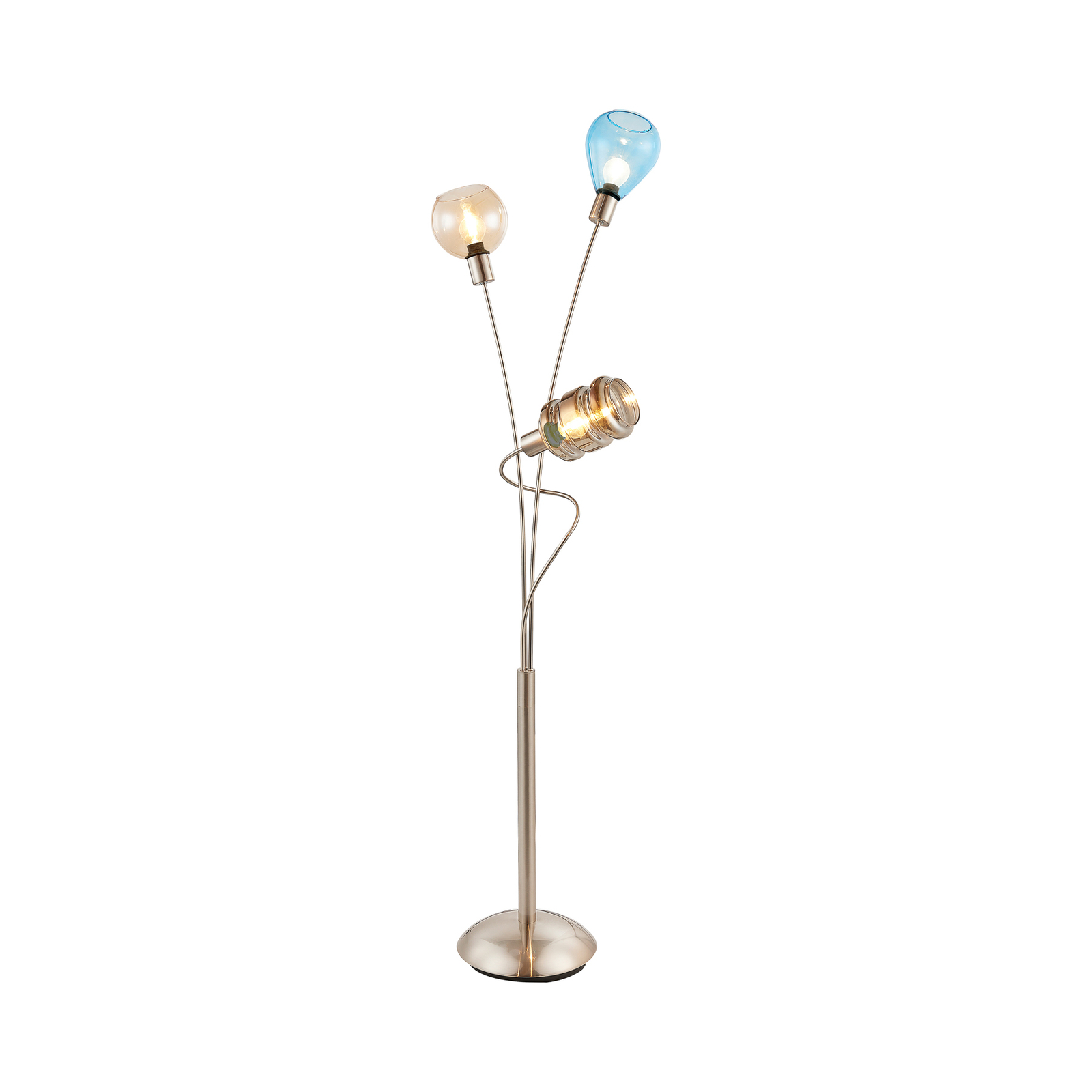 Lampe sur pied Pesaro abat-jour verre, à 3 lampes