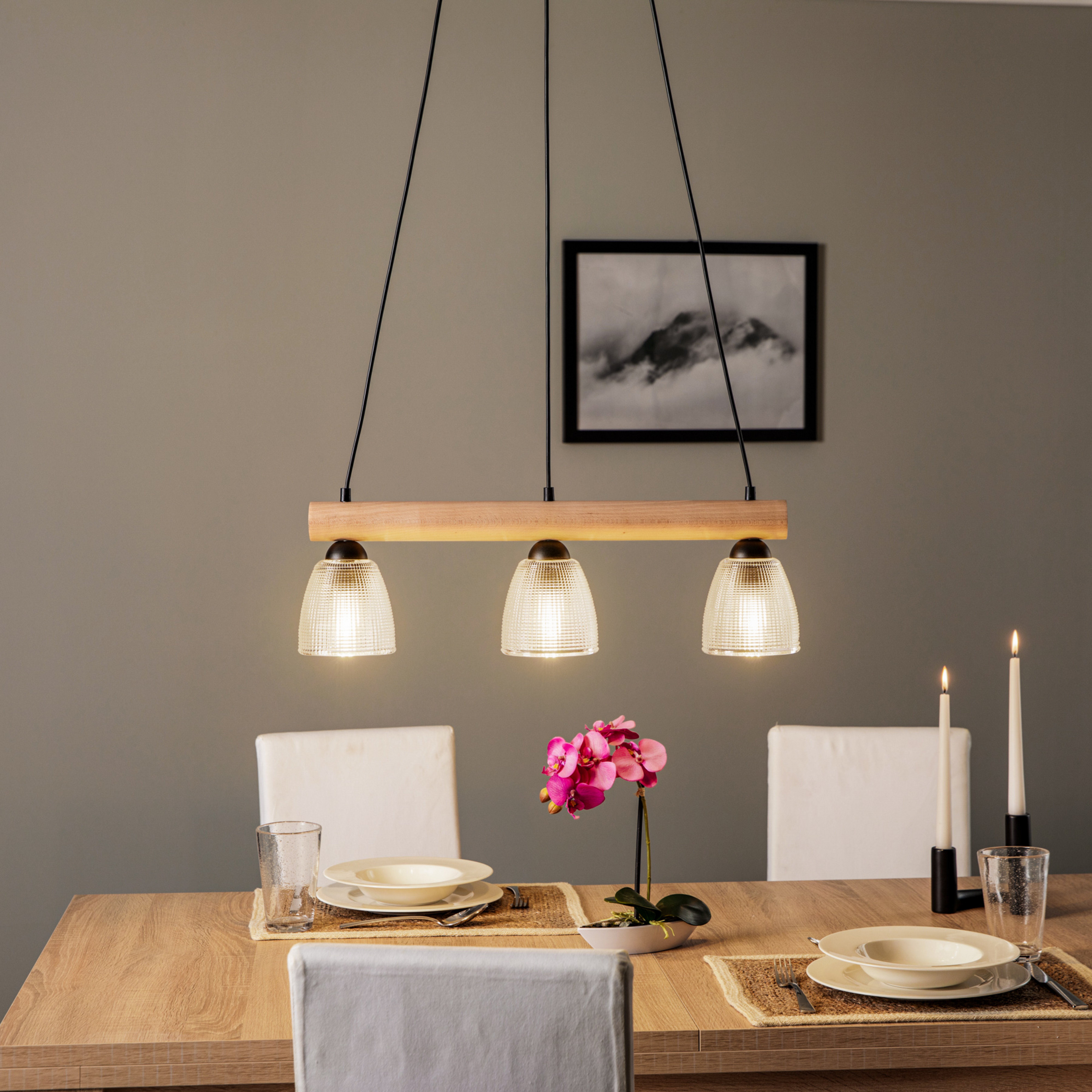 Tisan 3 Lampada a Sospensione Clear/Wood - Envostar