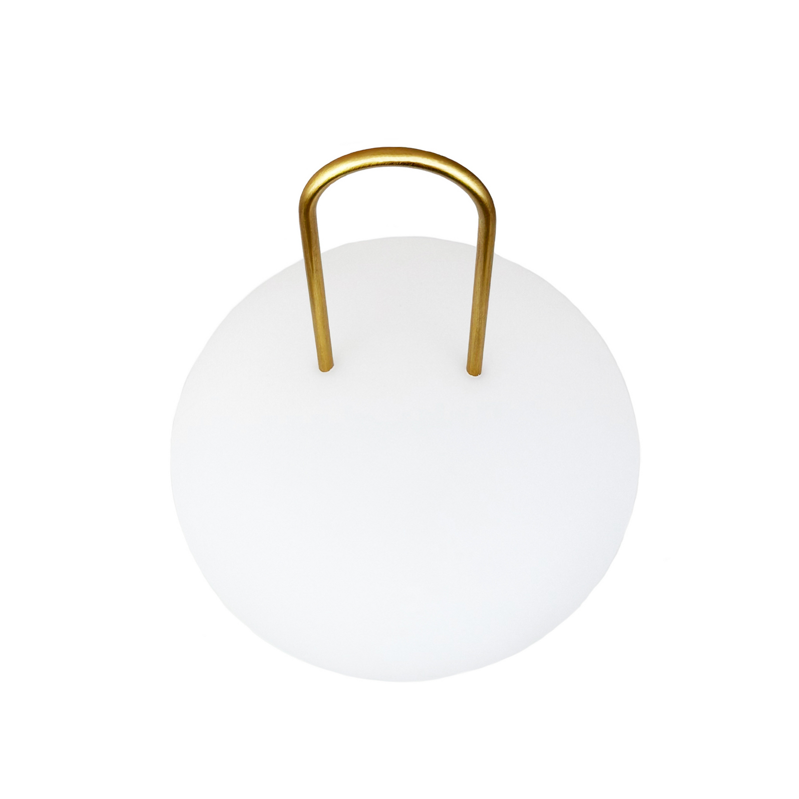 Dyberg Larsen Latarnia LED na akumulator Ellipse, biała/mosiężna, IP44